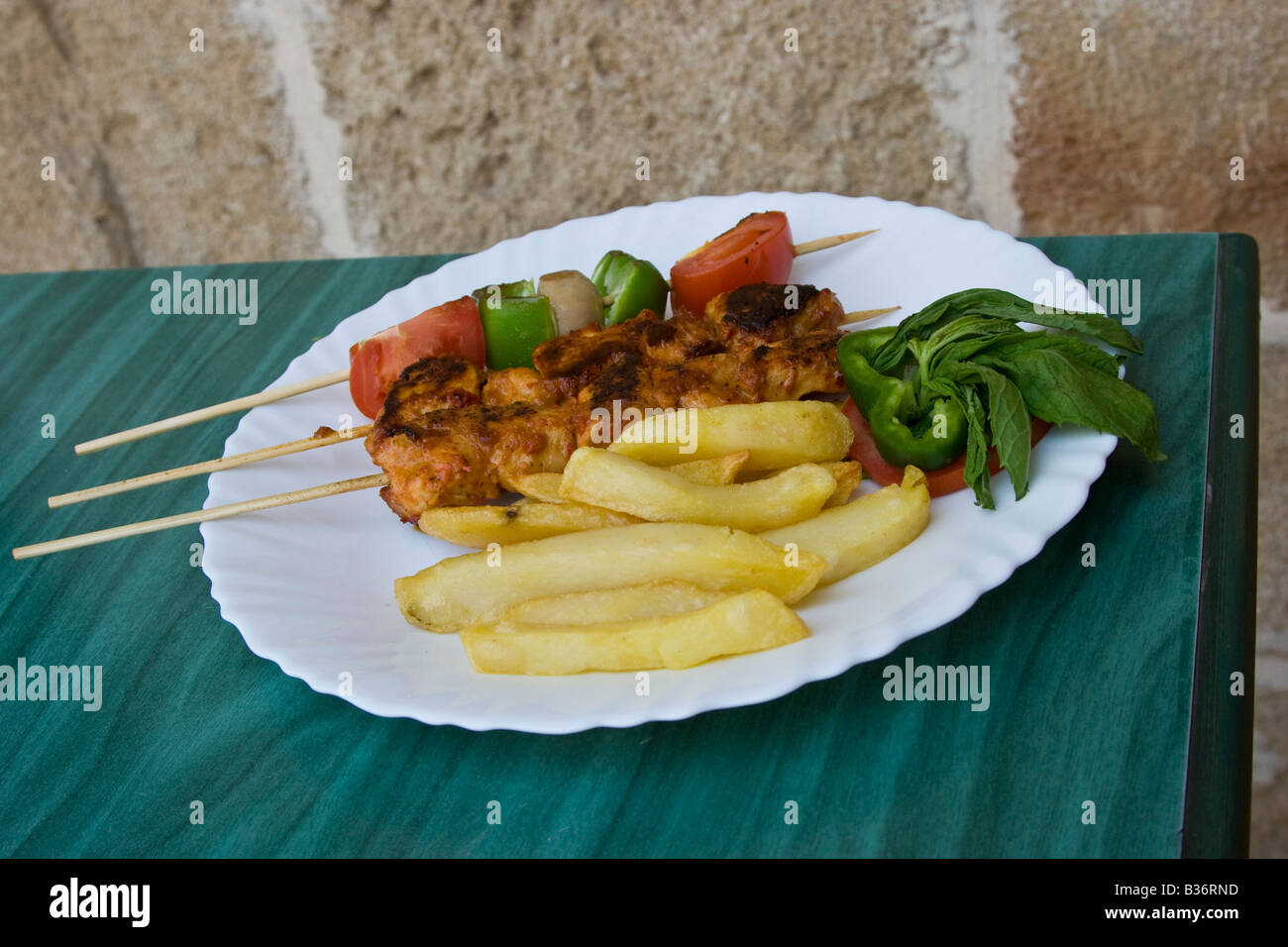 Chicken Kabab Platter in Latakia Syria Stock Photo