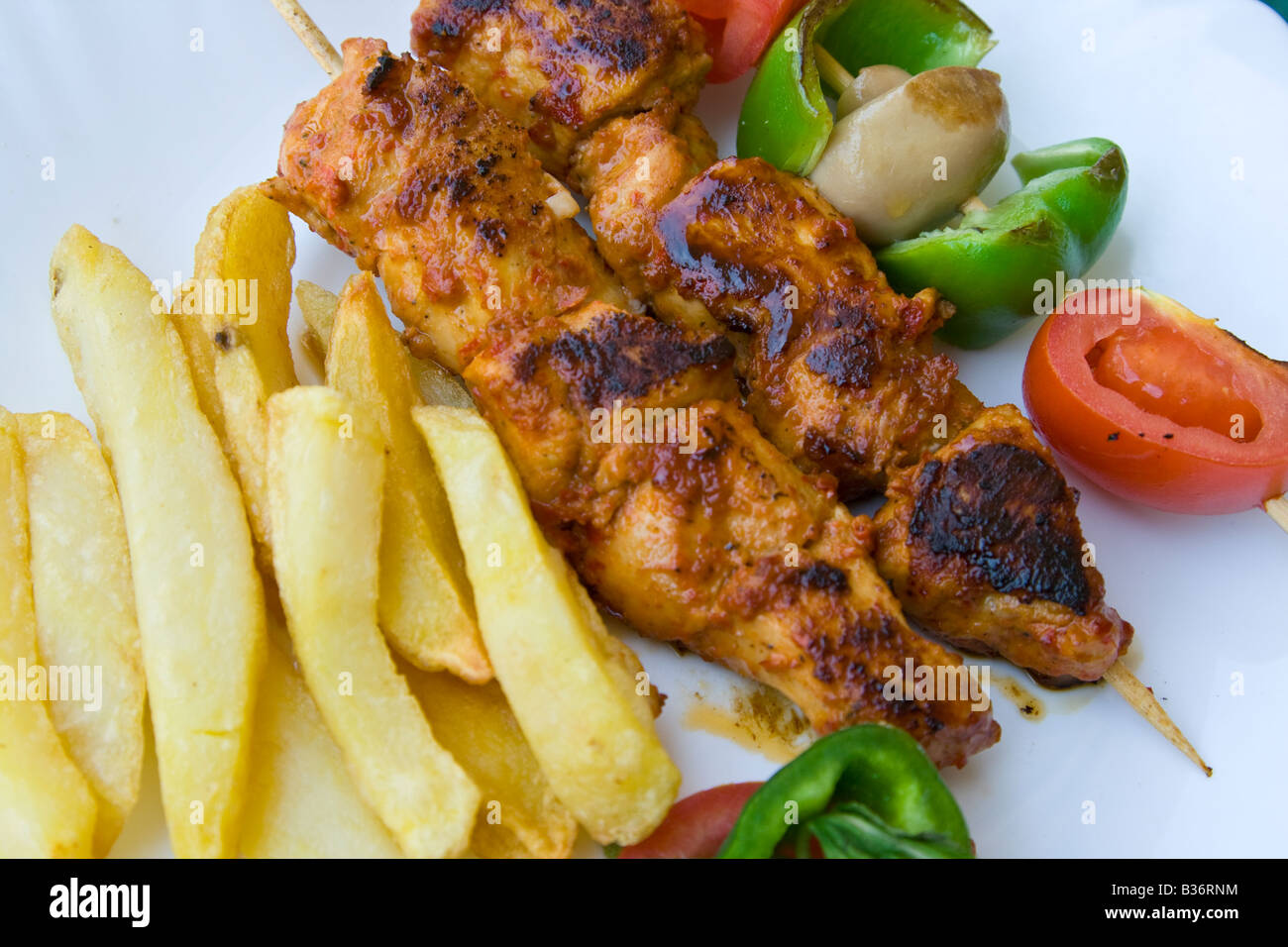 Chicken Kabab Platter in Latakia Syria Stock Photo