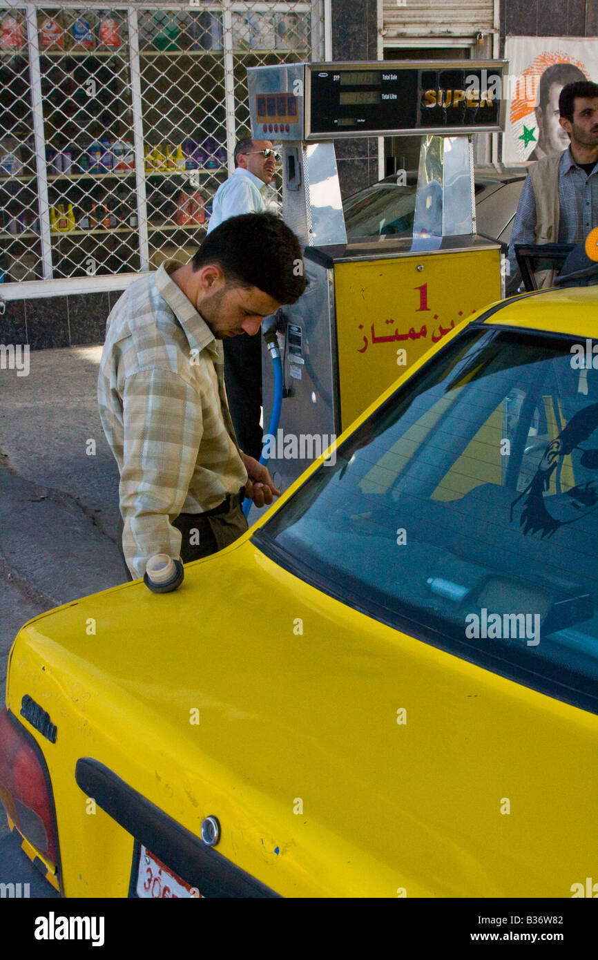 Filling Up with Fuel in Aleppo Syria Stock Photo