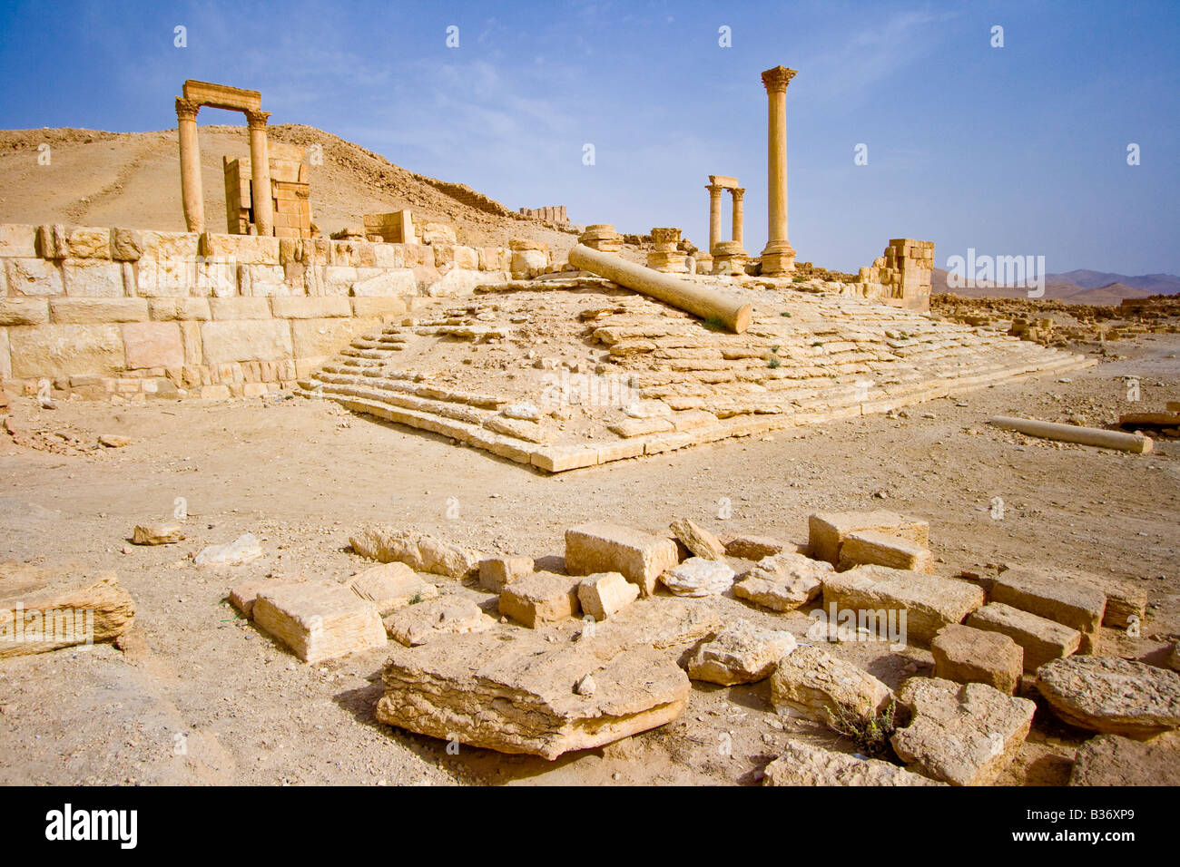 Camp of Diocletian Roman Ruins of Palmyra in Syria Stock Photo