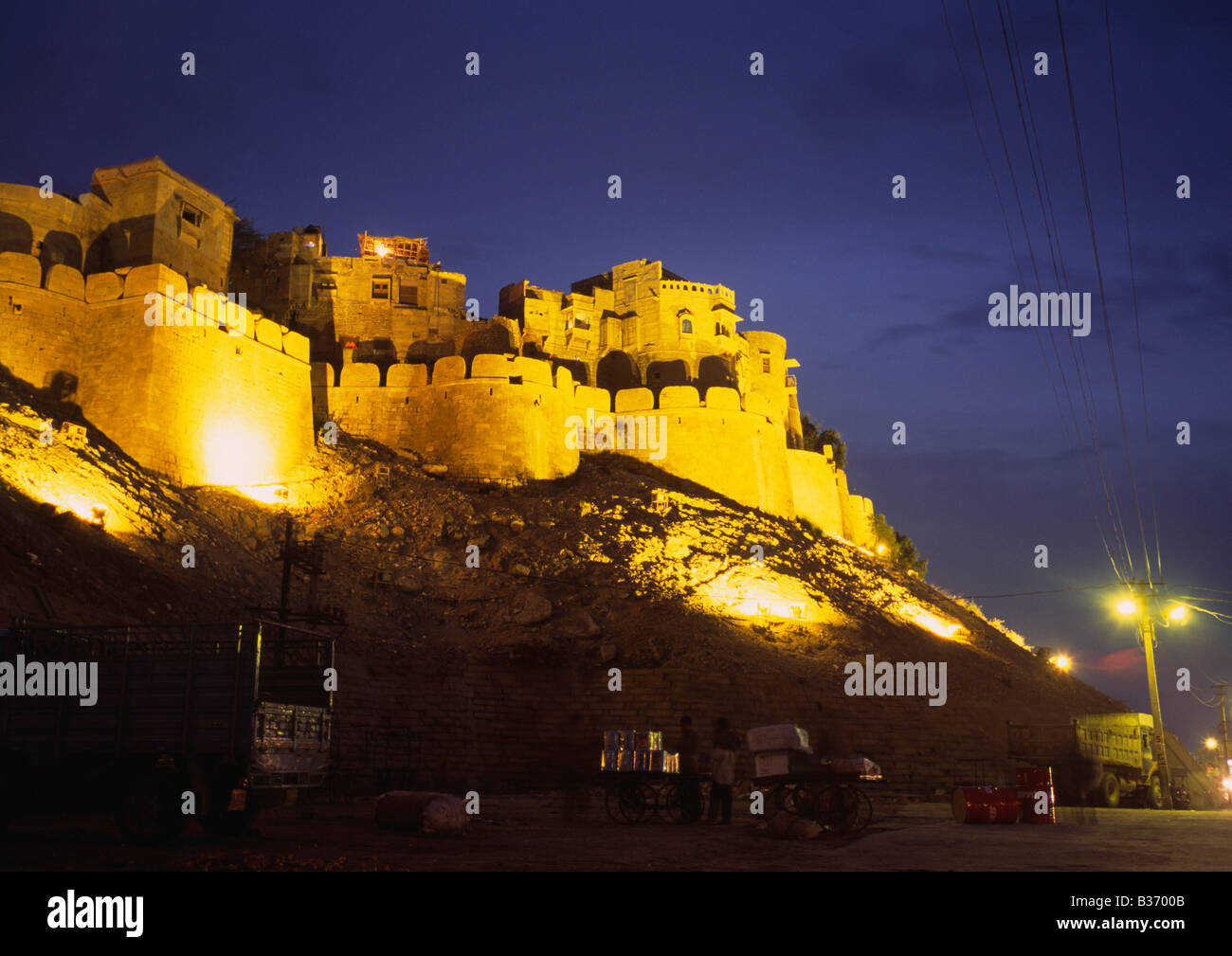 Jaisalmer castle at night, Jaisalmer, India Stock Photo Alamy