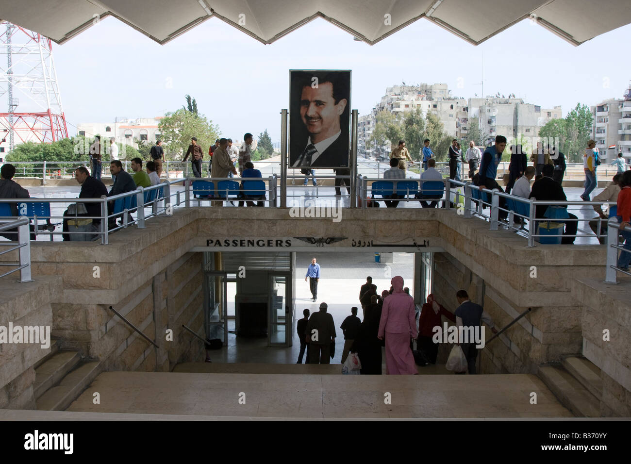 Portrait of President Bashar Assad at the Railway Station in Lattakia Syria Stock Photo