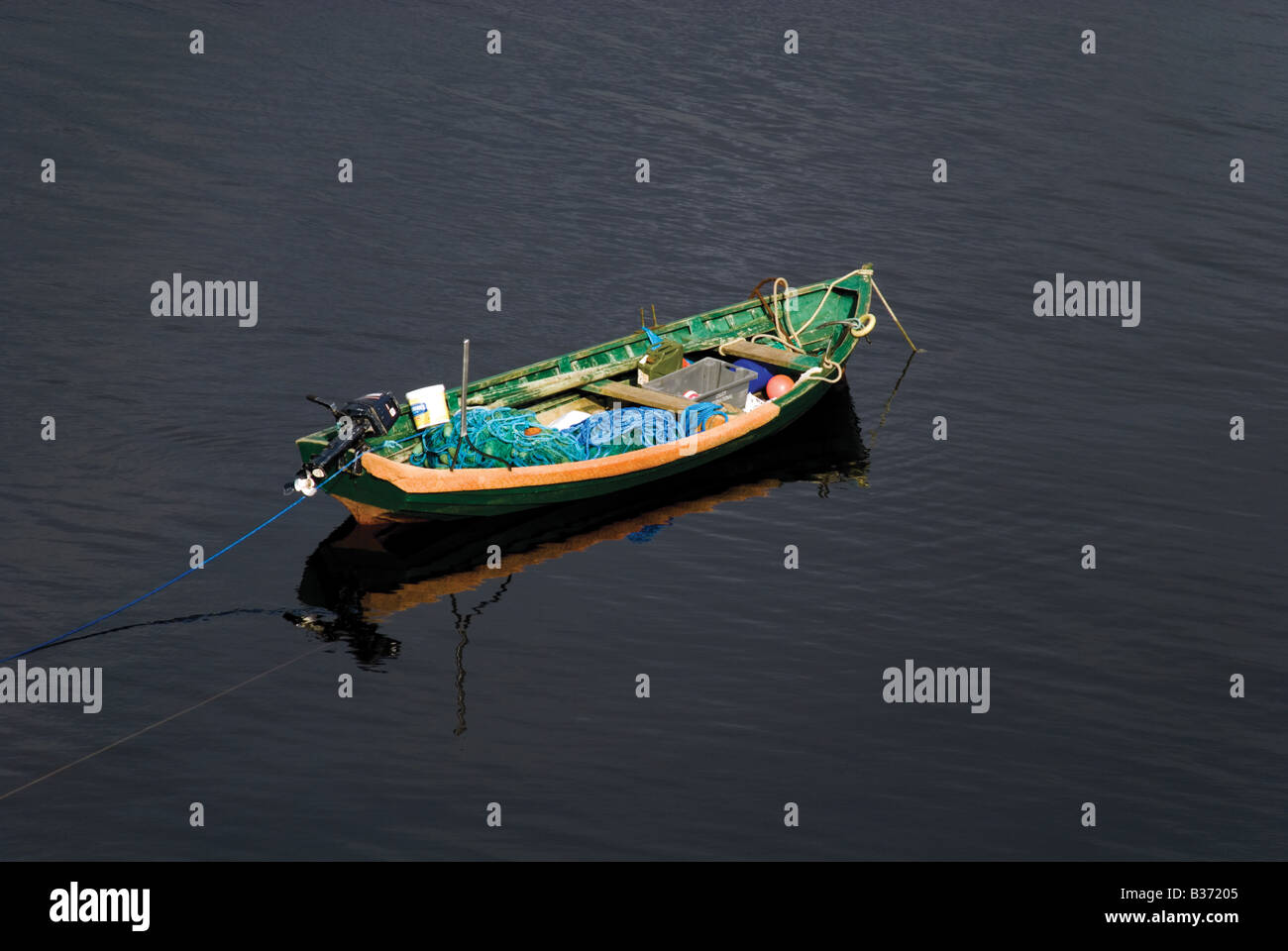Ardara County Donegal Ireland A draft net salmon fishing boat Stock