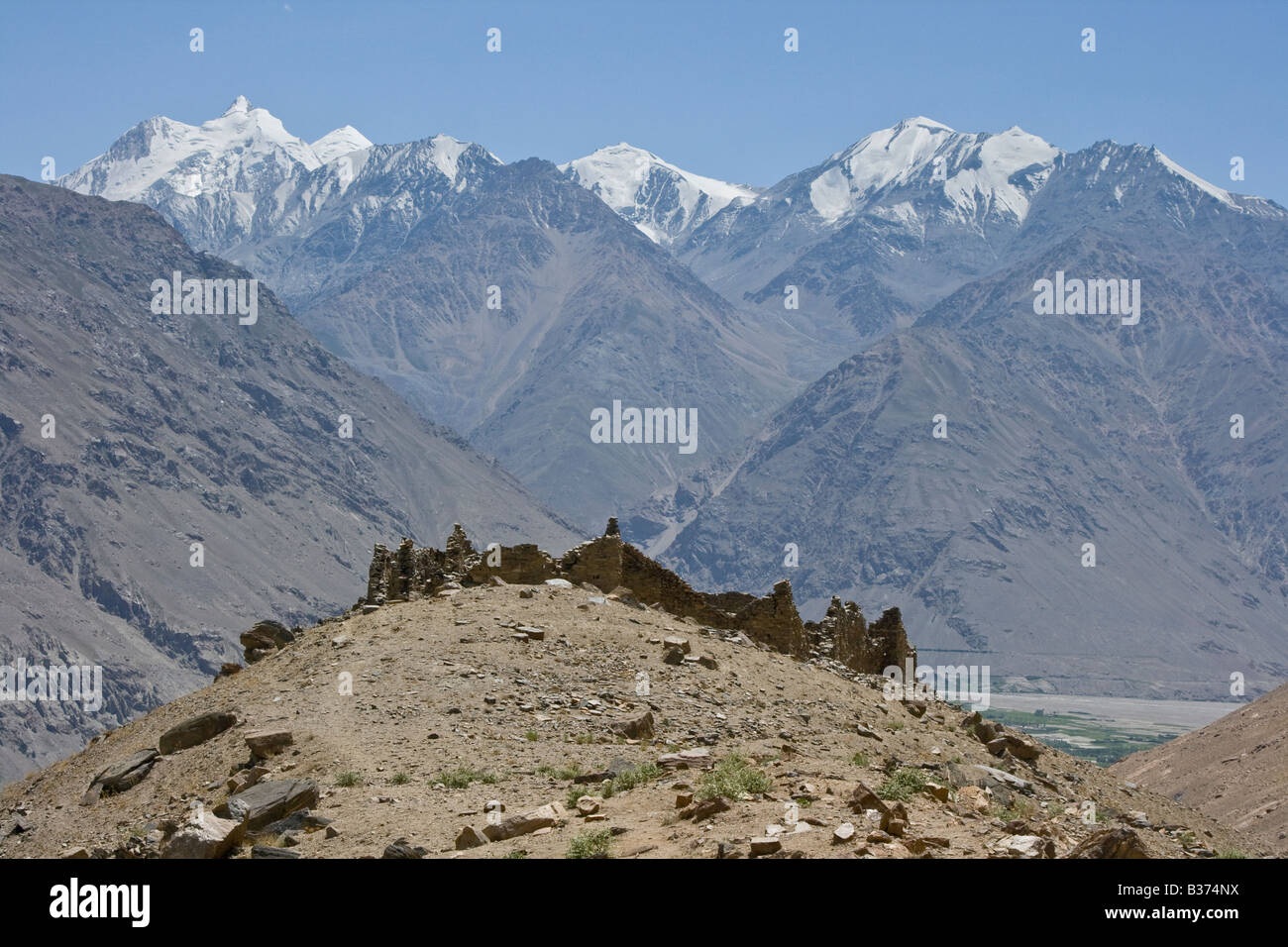 Abrashim or Vishim Qala Fortress in Zong Tajikistan Mountains Across the Border in Afghanistan Stock Photo