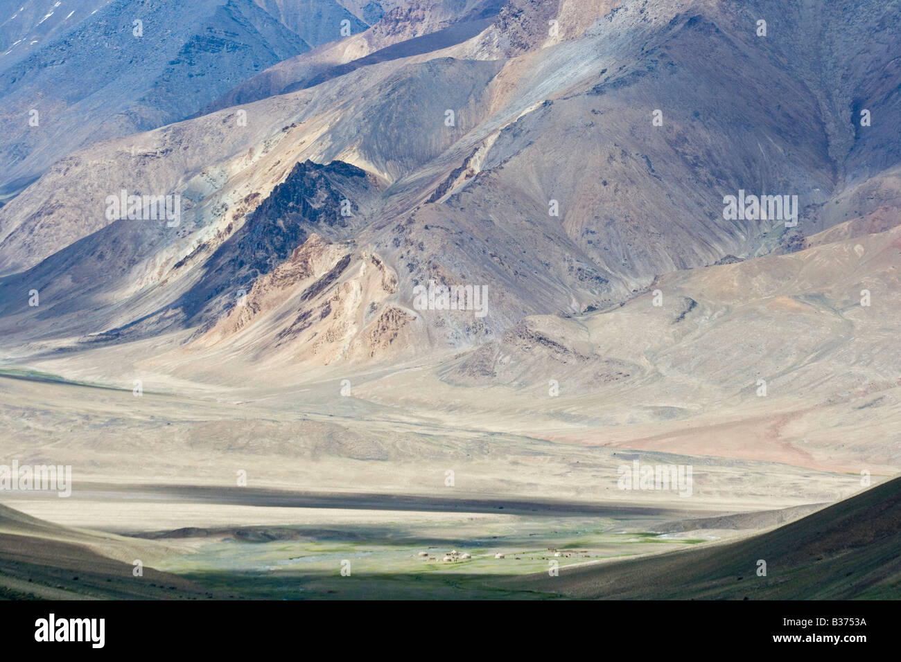 Yurts in the Gumbezkul Valley in Eastern Pamirs near Murgab Tajikistan Stock Photo