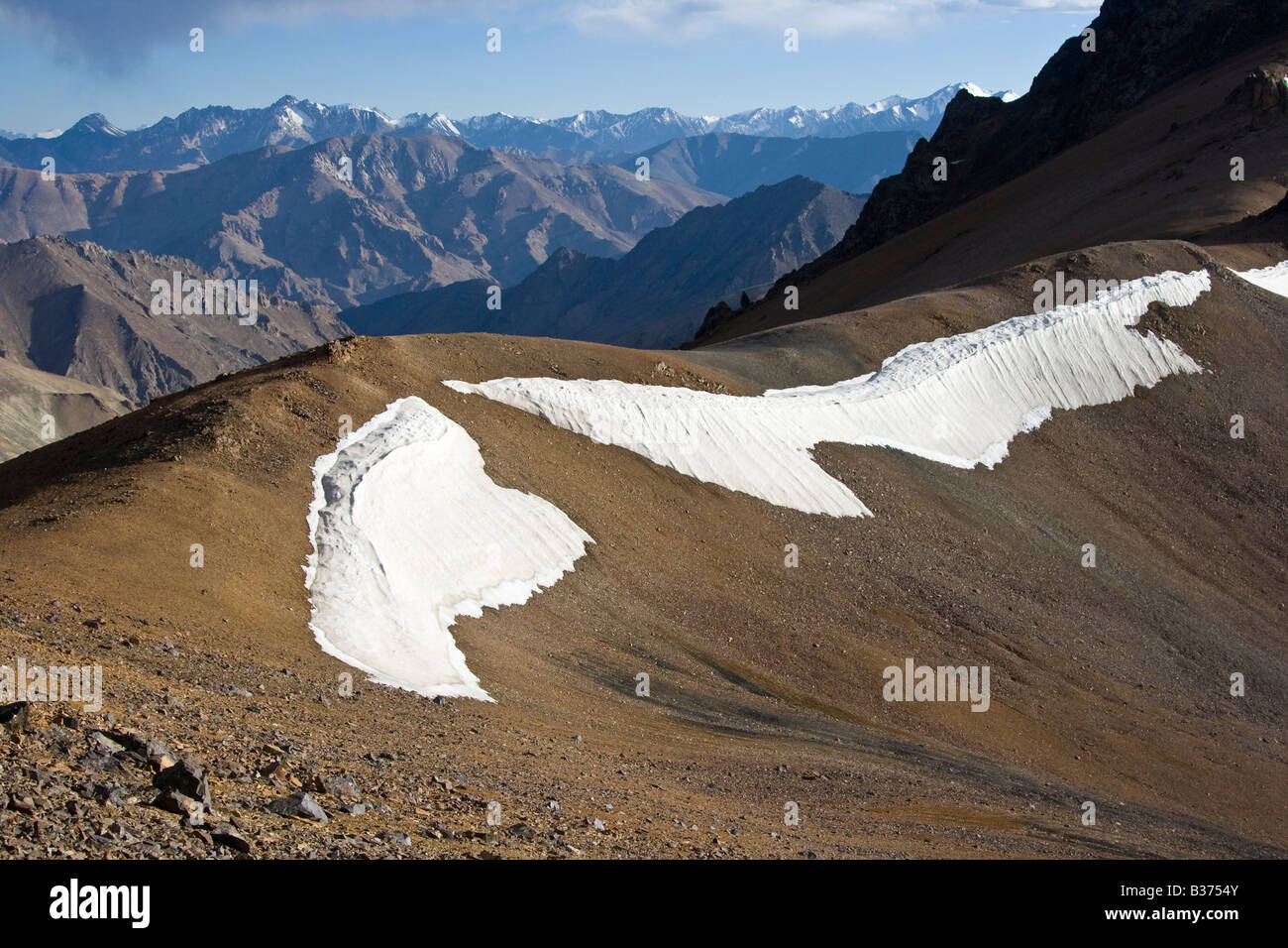 Mountains above the Gumbezkul Valley in Eastern Pamirs near Murgab Tajikistan Stock Photo
