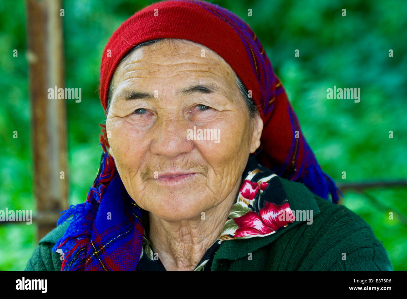 Ethnically Uzbek Kyrgyz Woman in Arslanbab Kyrgyzstan Stock Photo
