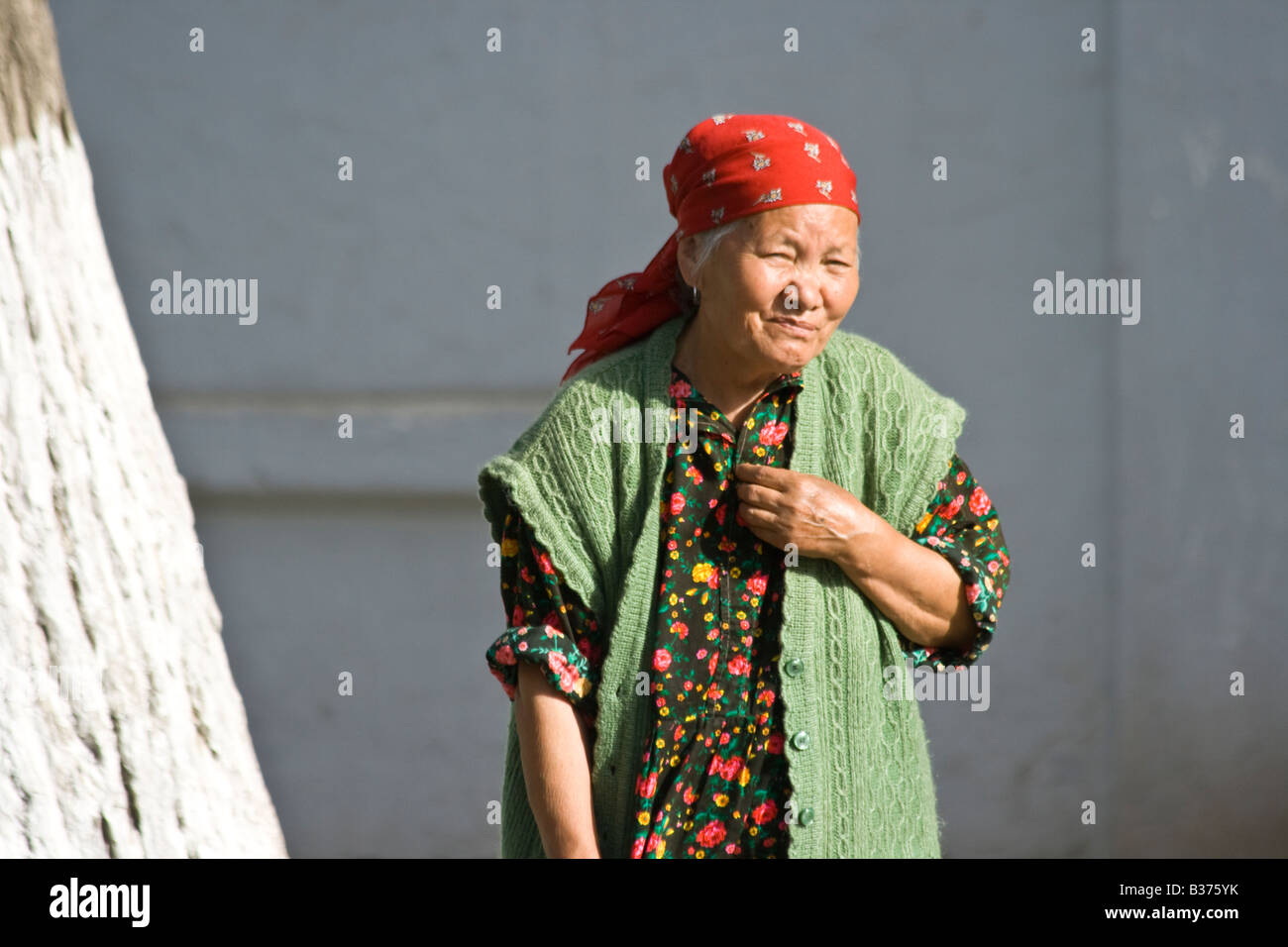 Elderly Kyrgyz Woman in Naryn Kyrgyzstan Stock Photo