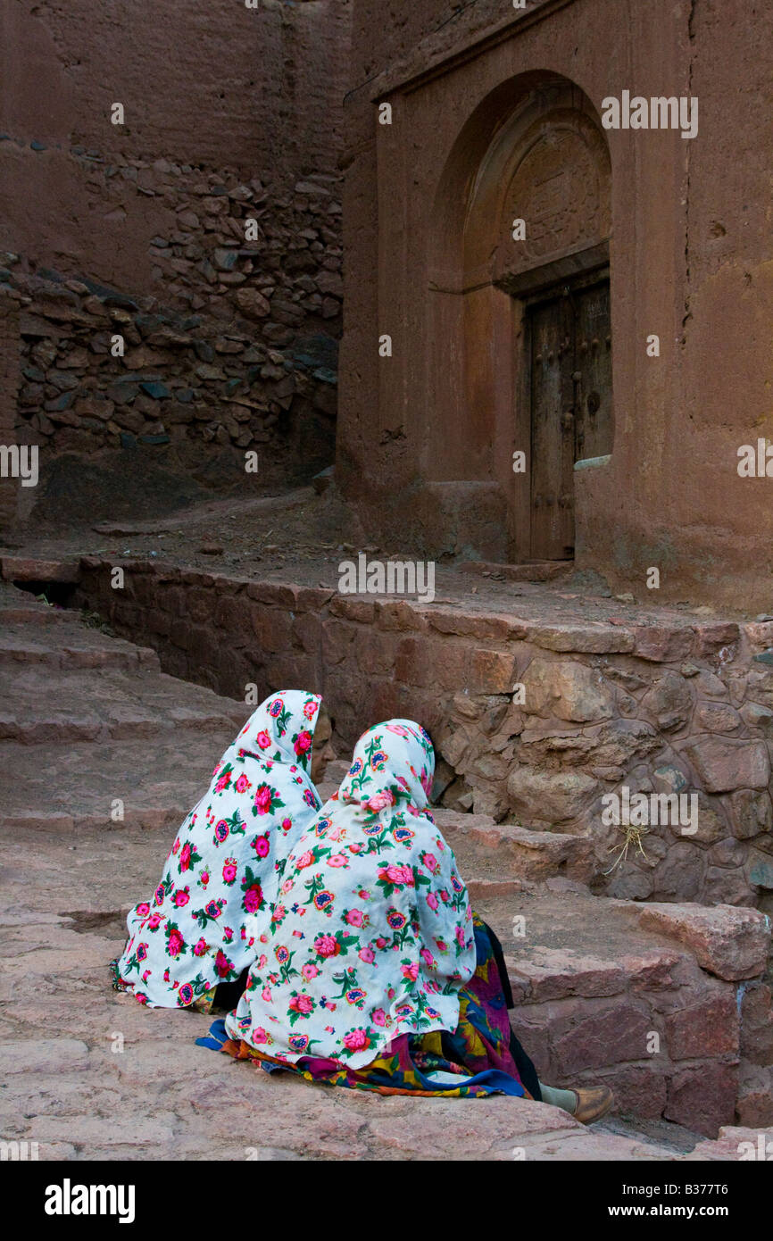 Elderly Local Woman in Abiyaneh Iran Stock Photo