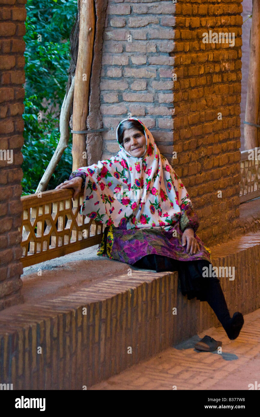 Elderly Local Woman in Abiyaneh Iran Stock Photo