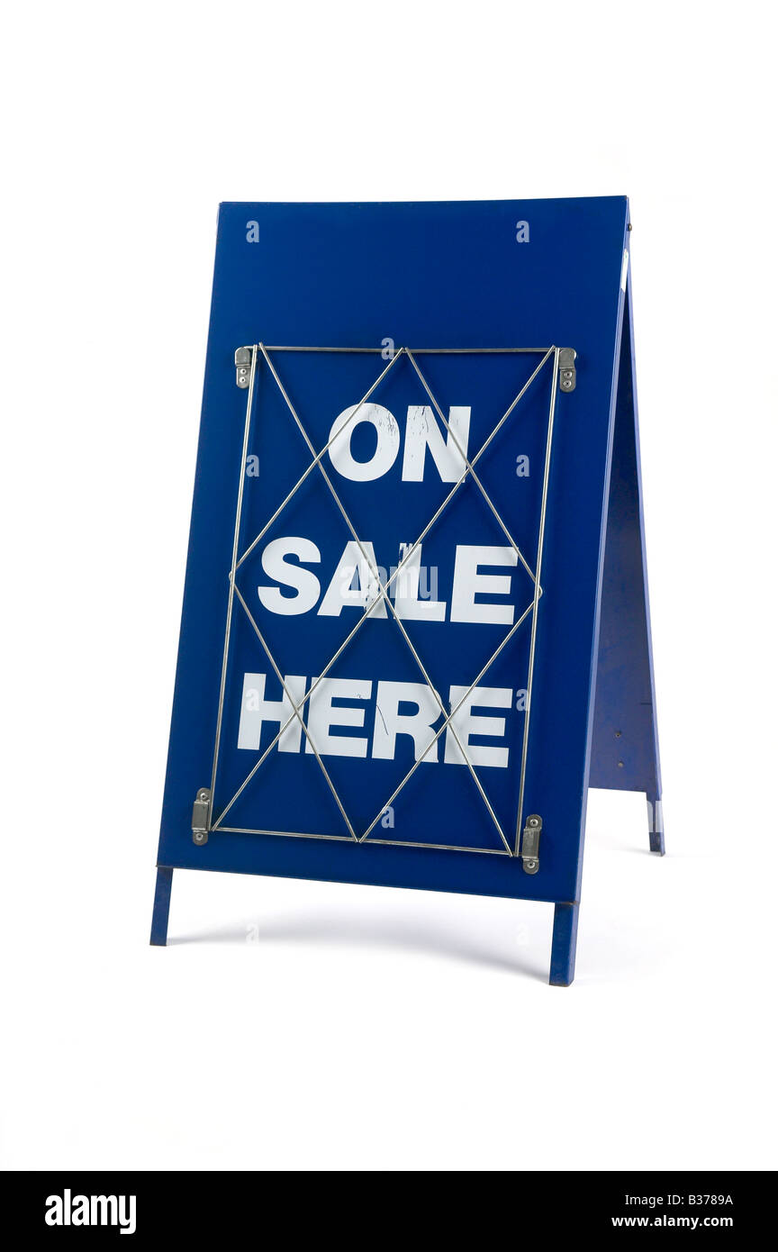 NEWS AGENTS BANNER HEADLINE 'A' BOARD ON SALE HERE Stock Photo