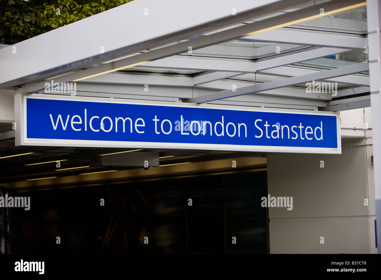 Welcome sign at London Stansted Airport in Essex UK operated by BAA the British Airport Authority Stock Photo