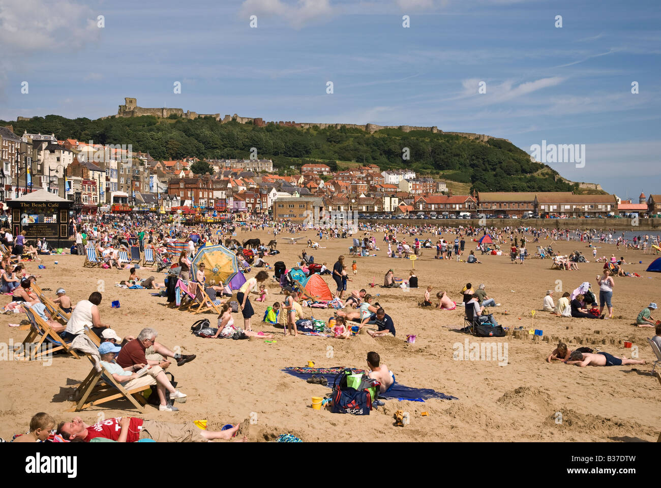 South Sands and Castle Scarborough North Yorkshire UK Stock Photo