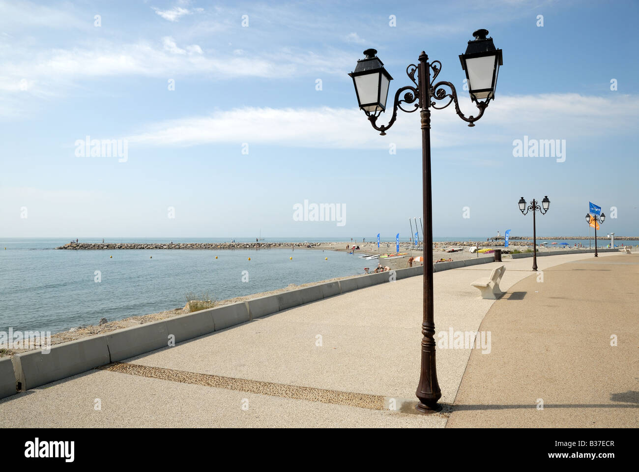 Promenade in Saintes-Maries-de-la-Mer, France Stock Photo