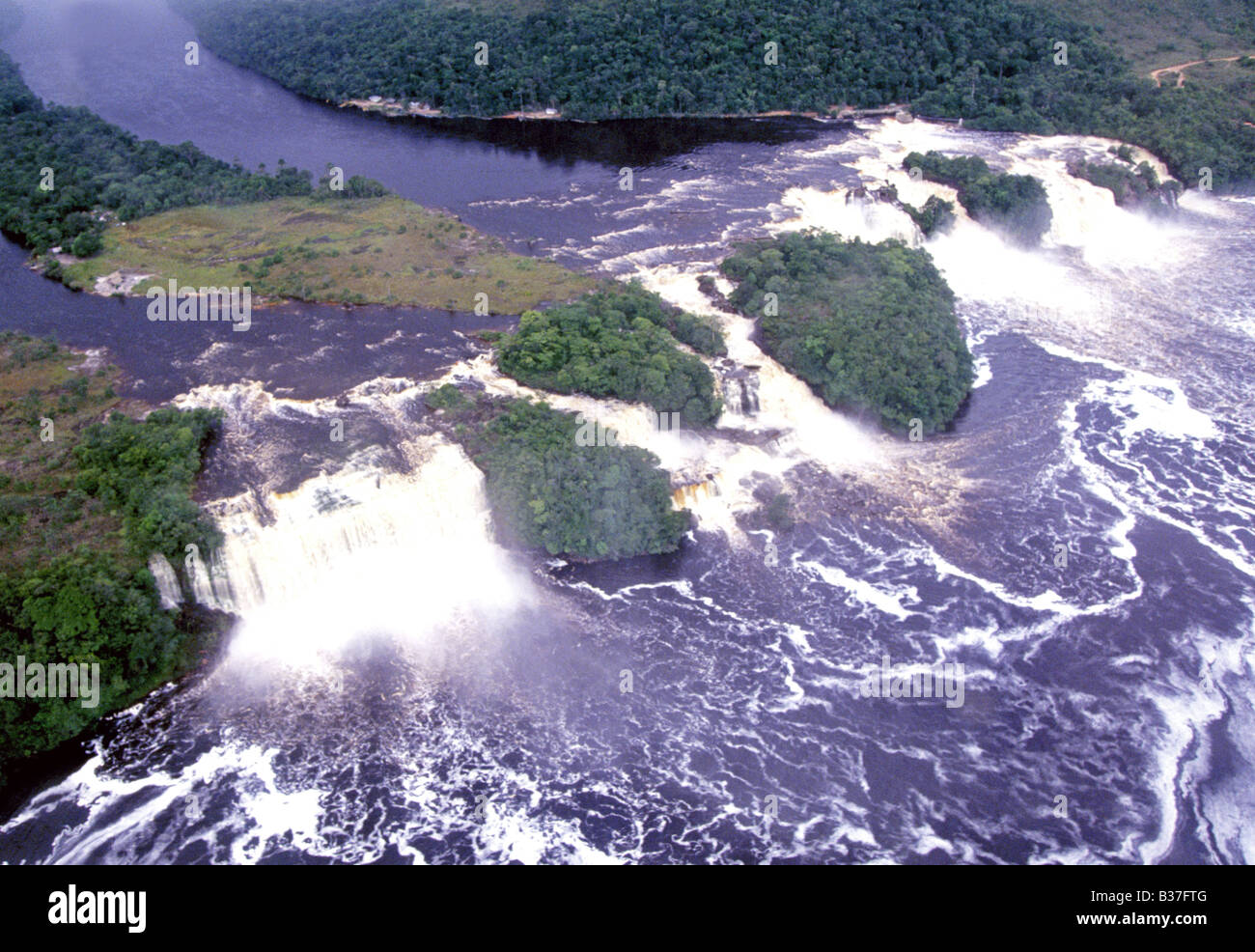 A giant waterfall on the Caroni River in the Gran Sabana section of Bolivar State in Venezuela Land of the Tepuis Stock Photo