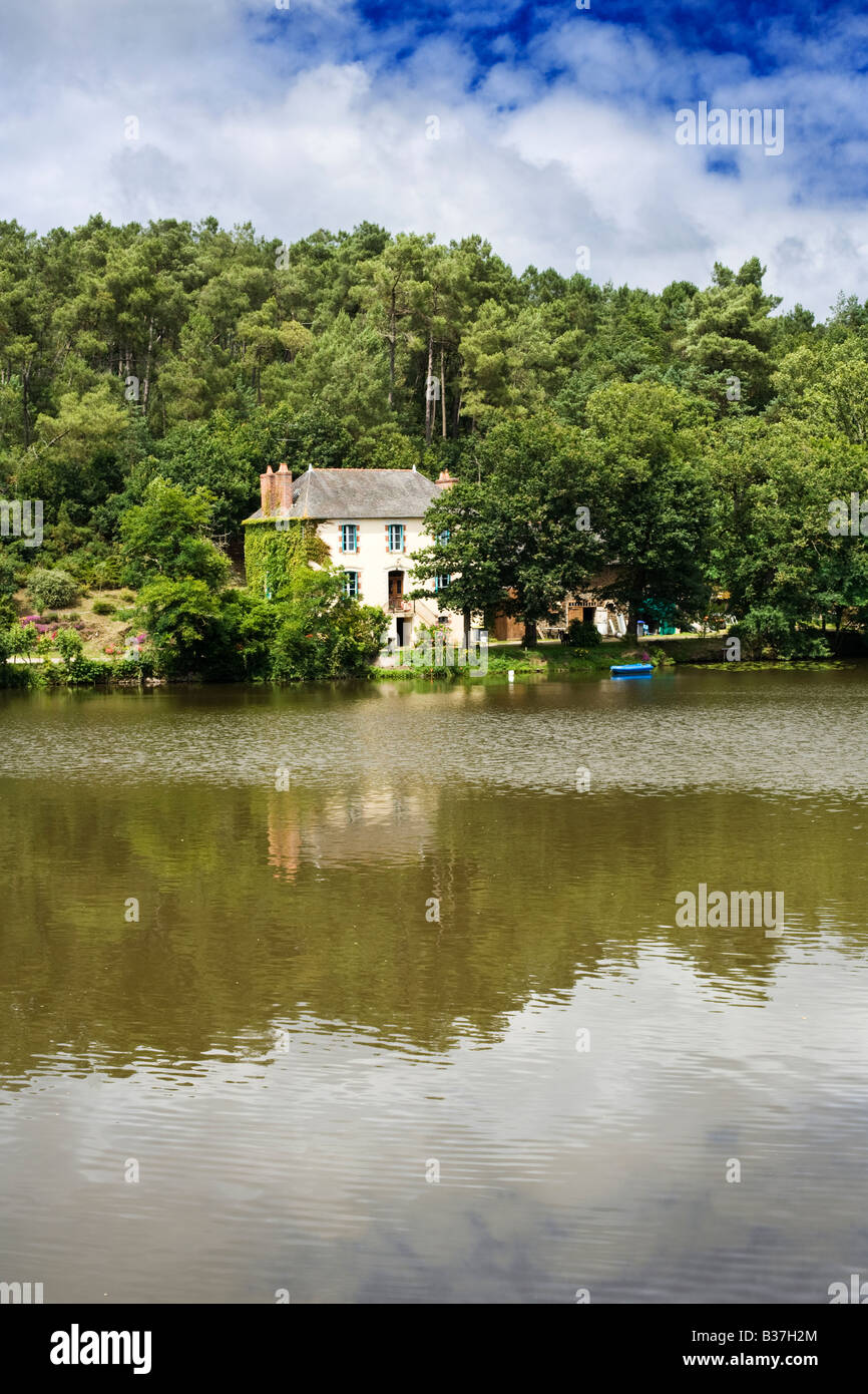 Detached house beside a lake in the forests of Morbihan Brittany France