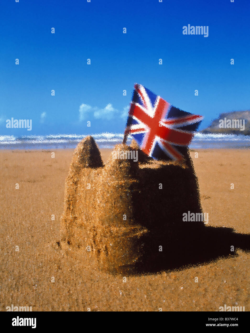 Sandcastles union jack flags hi-res stock photography and images - Alamy
