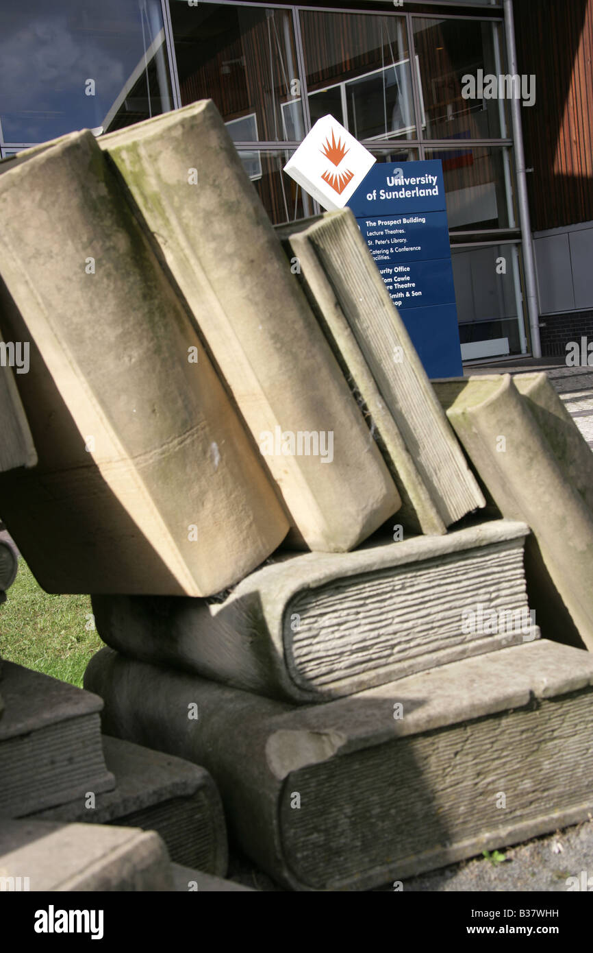 City of Sunderland, England. The Pathways of Knowledge book sculpture by Colin Wilbourn and Karl Fishe. Stock Photo