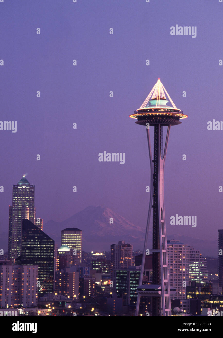 Seattle Skyline and the Space Needle the Emerald City with Mt. Rainier  Stock Photo - Alamy