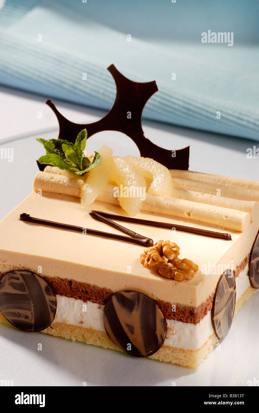 Finely Decorated Cream Cake Stock Photo