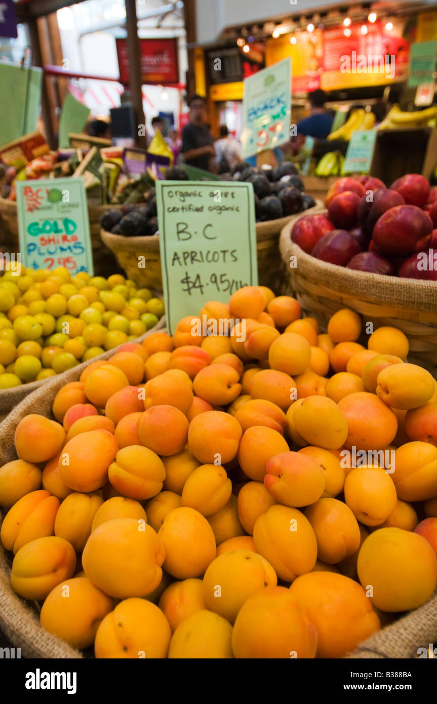 'Organic seasonal fruit in Granville Island Public Market Vancouver British Columbia Canada' Stock Photo