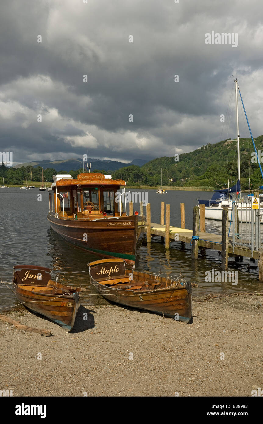 Boats for hire on Lake Windermere in summer Ambleside Lake District