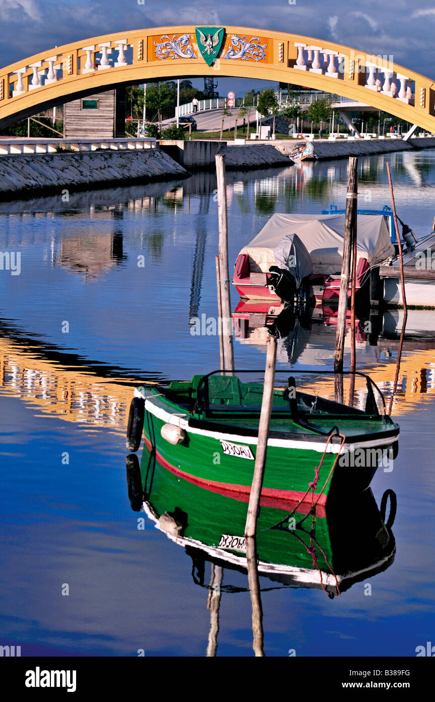Boat in the channel of Sao Roque in Aveiro Stock Photo
