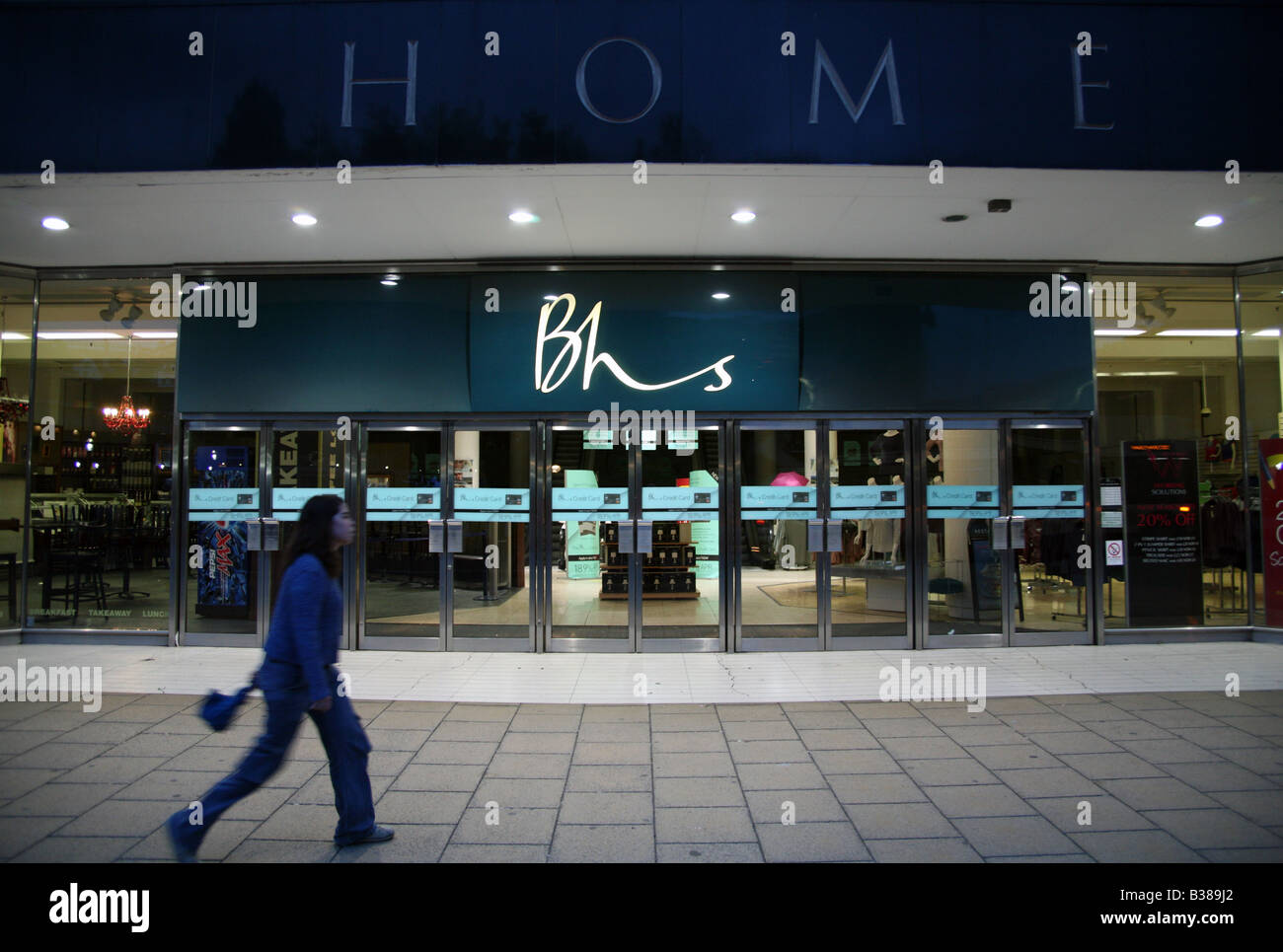 Branch of British Home Stores in Edinburgh at night Stock Photo