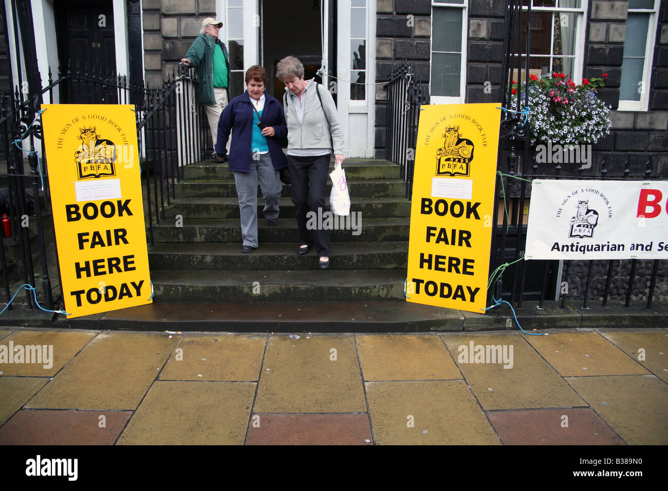 Entrance to a book fair in Edinburgh, Scotland Stock Photo