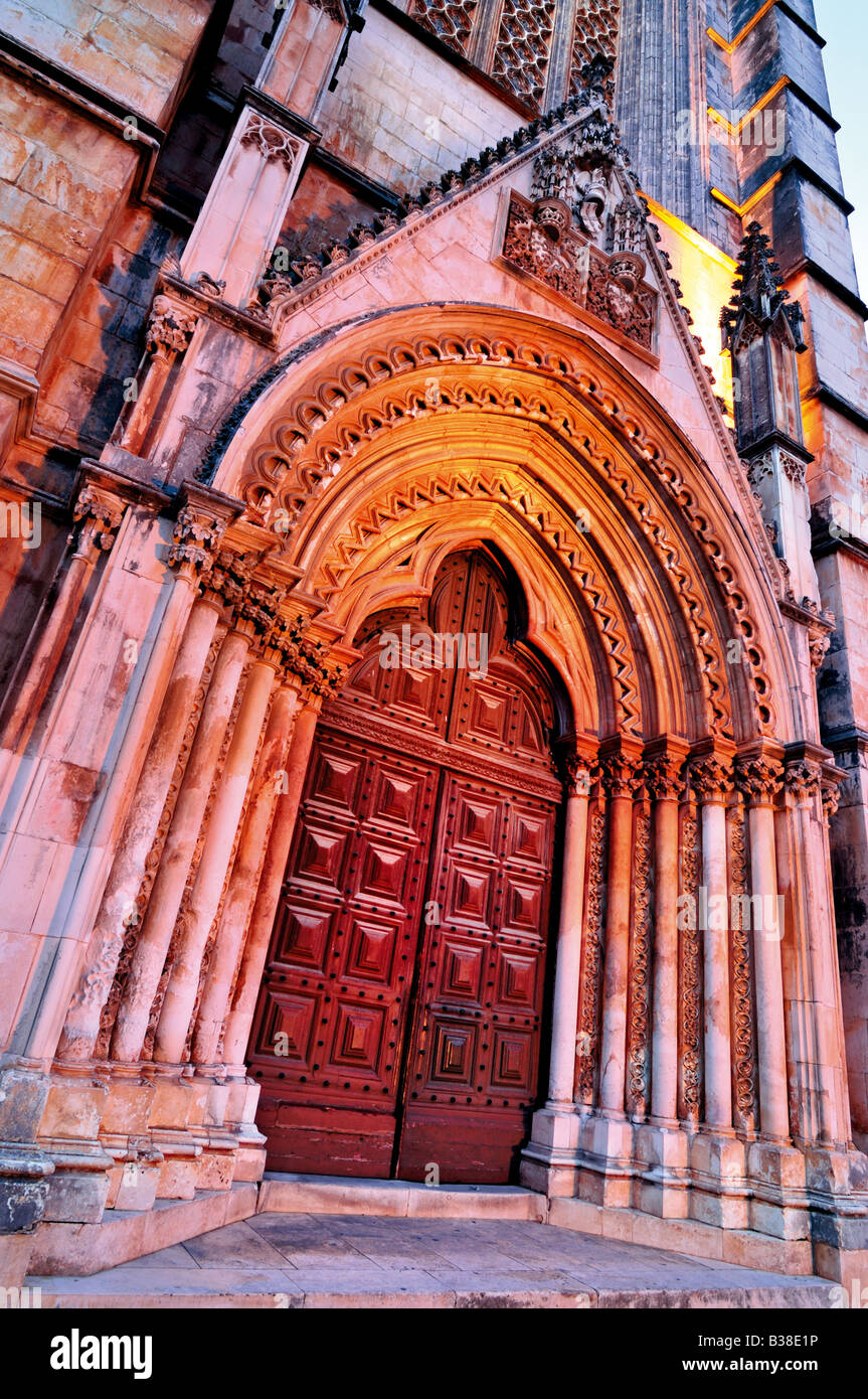 Side portal of gotic monastary Santa Maria da Vitoria in Batalha Stock Photo