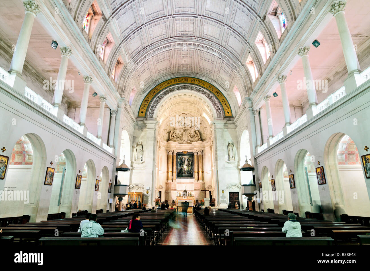 Interior of the Basilica of Fatima in Portugal Stock Photo