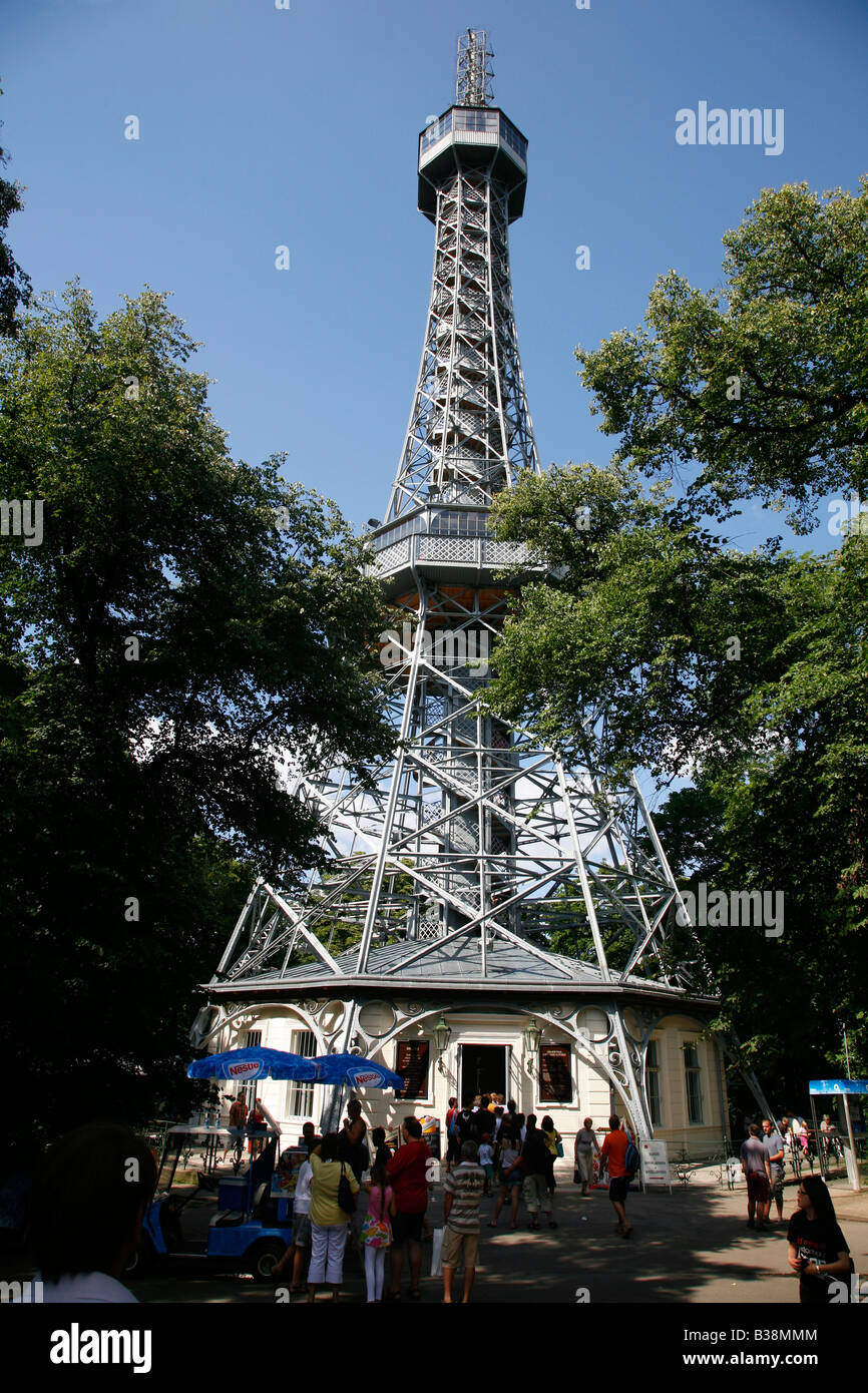 Aug 2008 - Petrin Lookout tower also known as the Eiffel Tower at Petrin Hill Mala Strana Prague Czech Republic Stock Photo