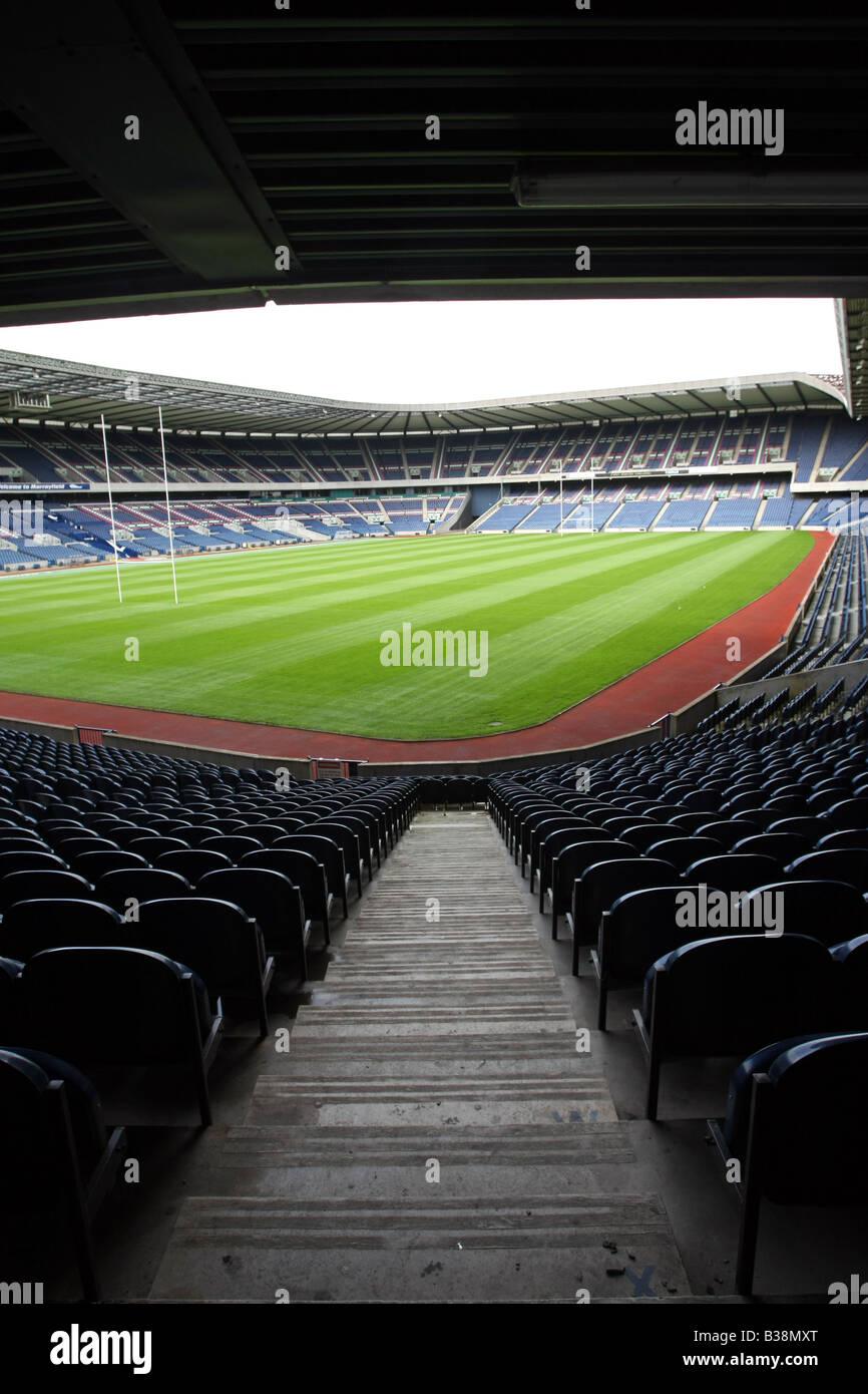 Inside Murrayfield Stadium in Edinburgh, Scotland, UK, the home of Scottish Rugby. Stock Photo