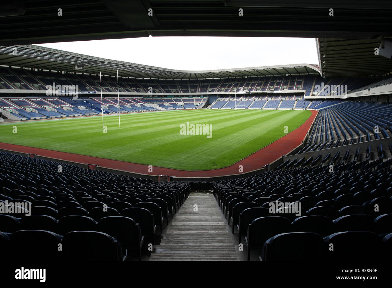 Inside Murrayfield Stadium in Edinburgh, Scotland, UK, the home of Scottish Rugby. Stock Photo