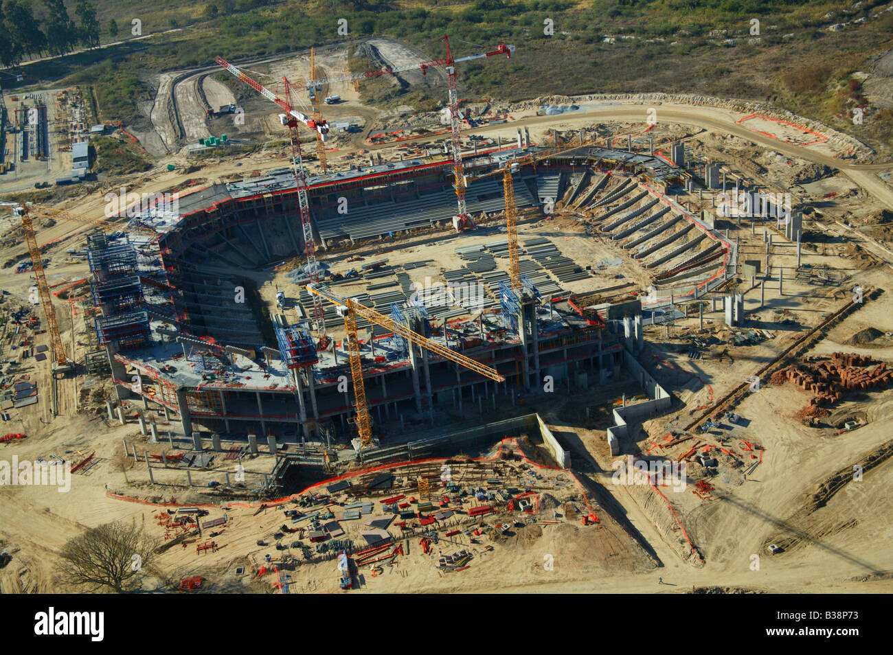 Aerial view of the Mbombela 2010 Soccer world cup stadium being built in Nelspruit Stock Photo