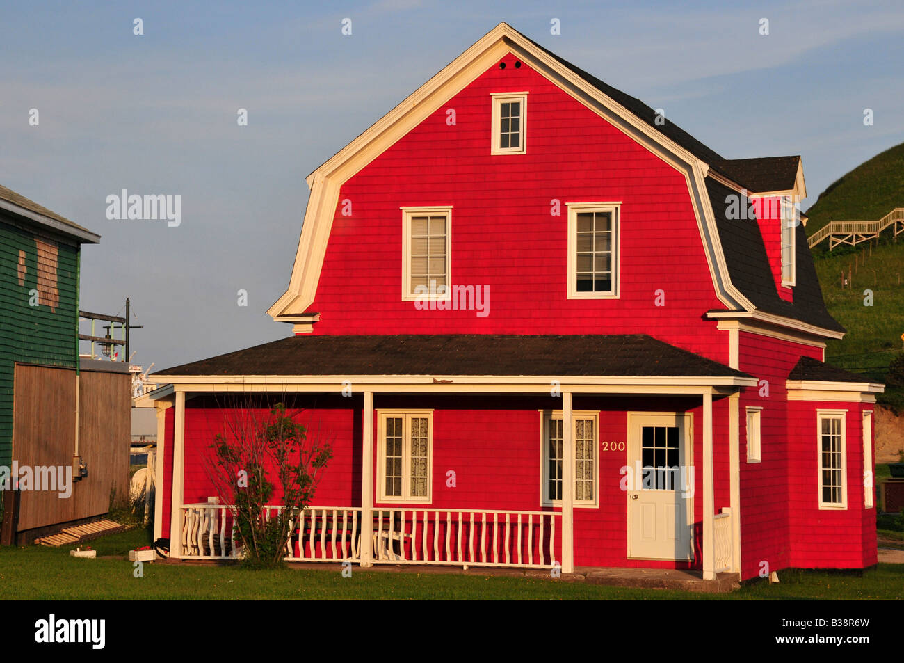 Typical red house in Cap aux Meules Iles de la Madeleine Quebec Stock