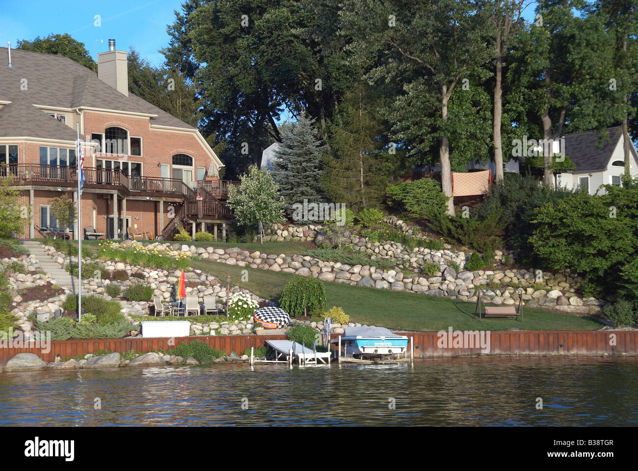 house next to a lake in Michigan Stock Photo Alamy