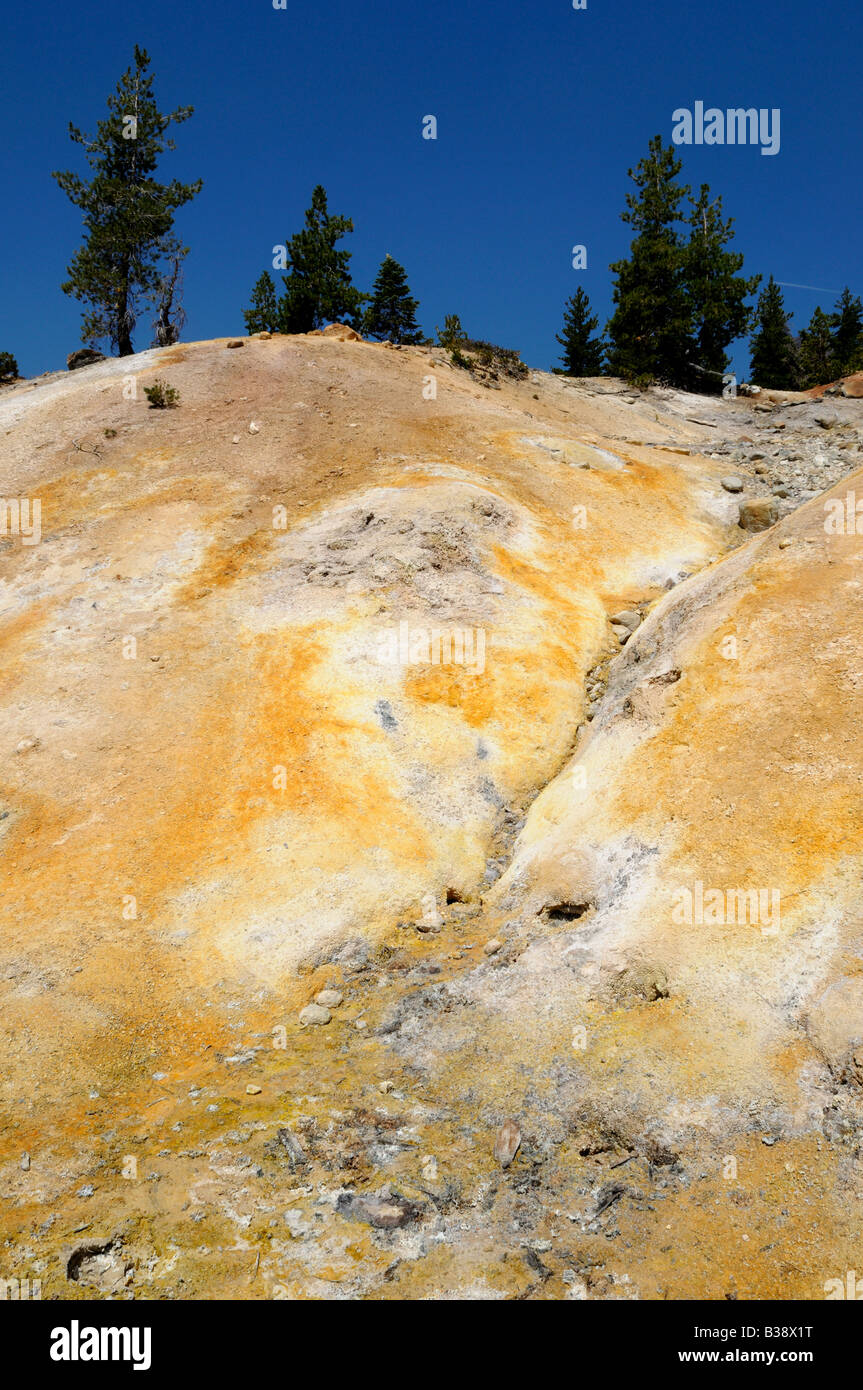 Colorful sulfur deposits from volcanic activity. Lassen Volcanic National Park, California, USA. Stock Photo