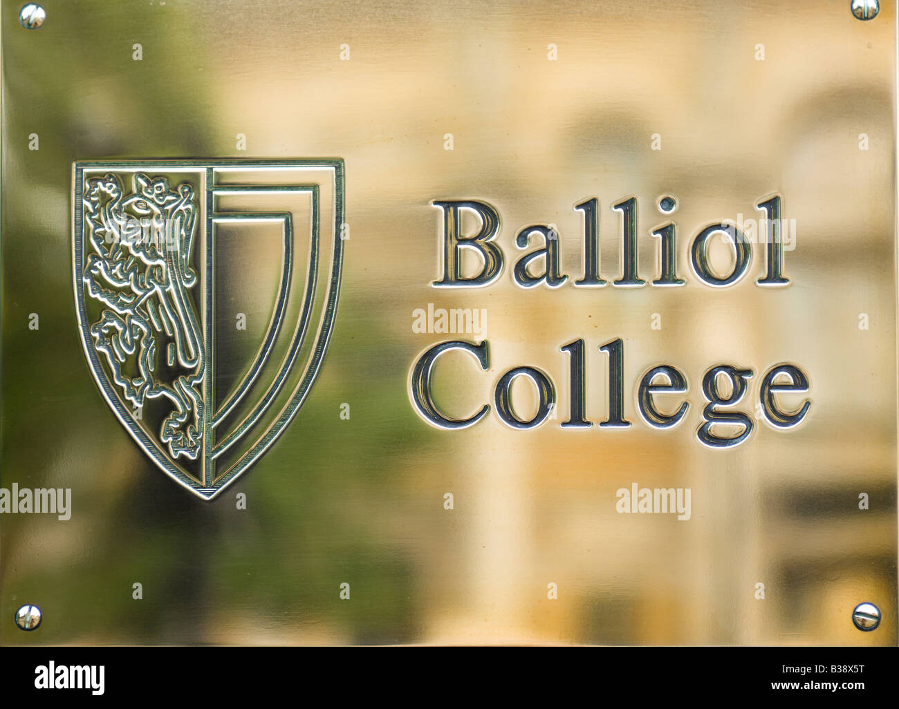 Brass plate outside Balliol college, university of Oxford, England. Stock Photo