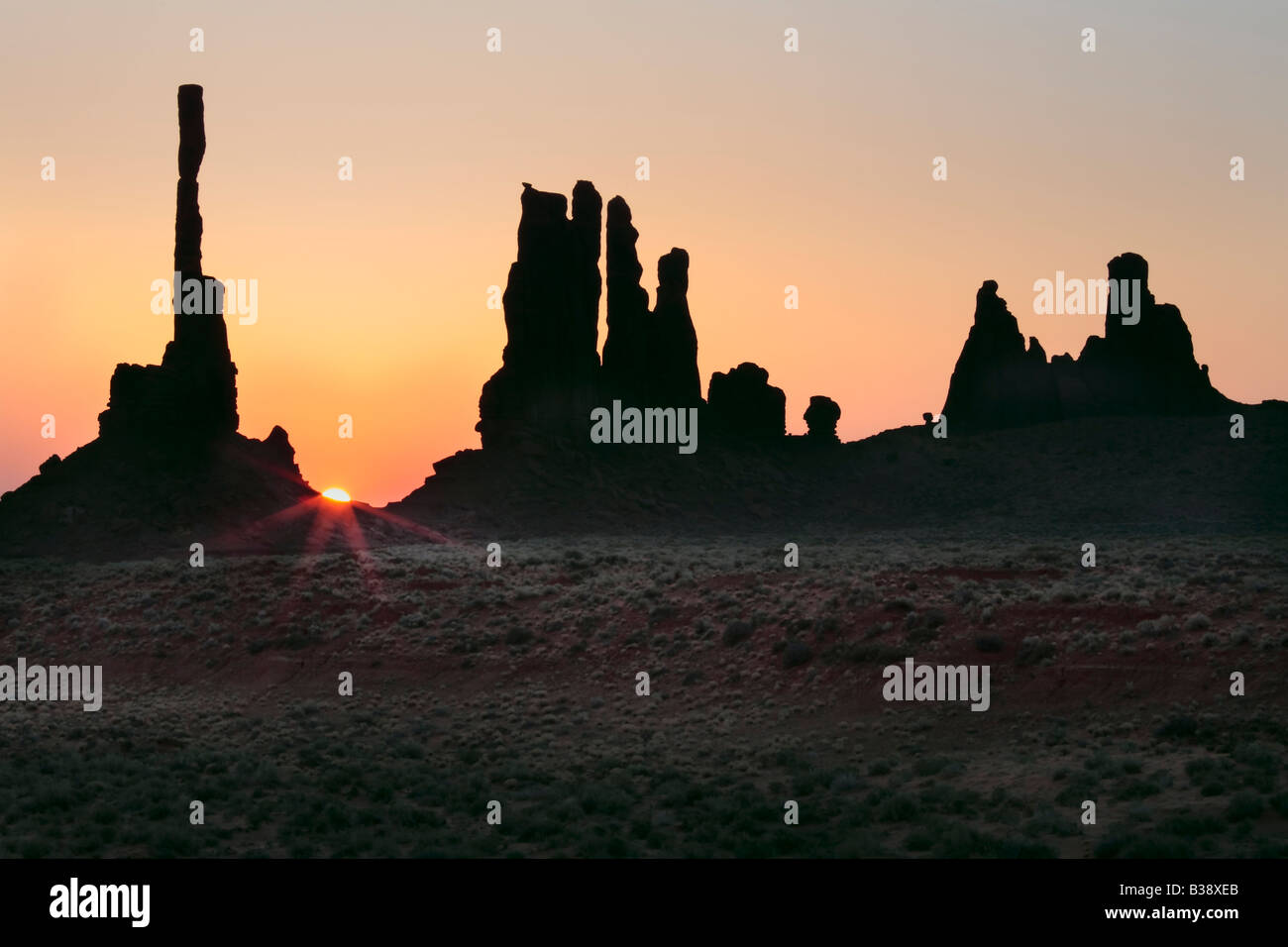 First light at Yei bi Chai rocks in Monument Valley Stock Photo