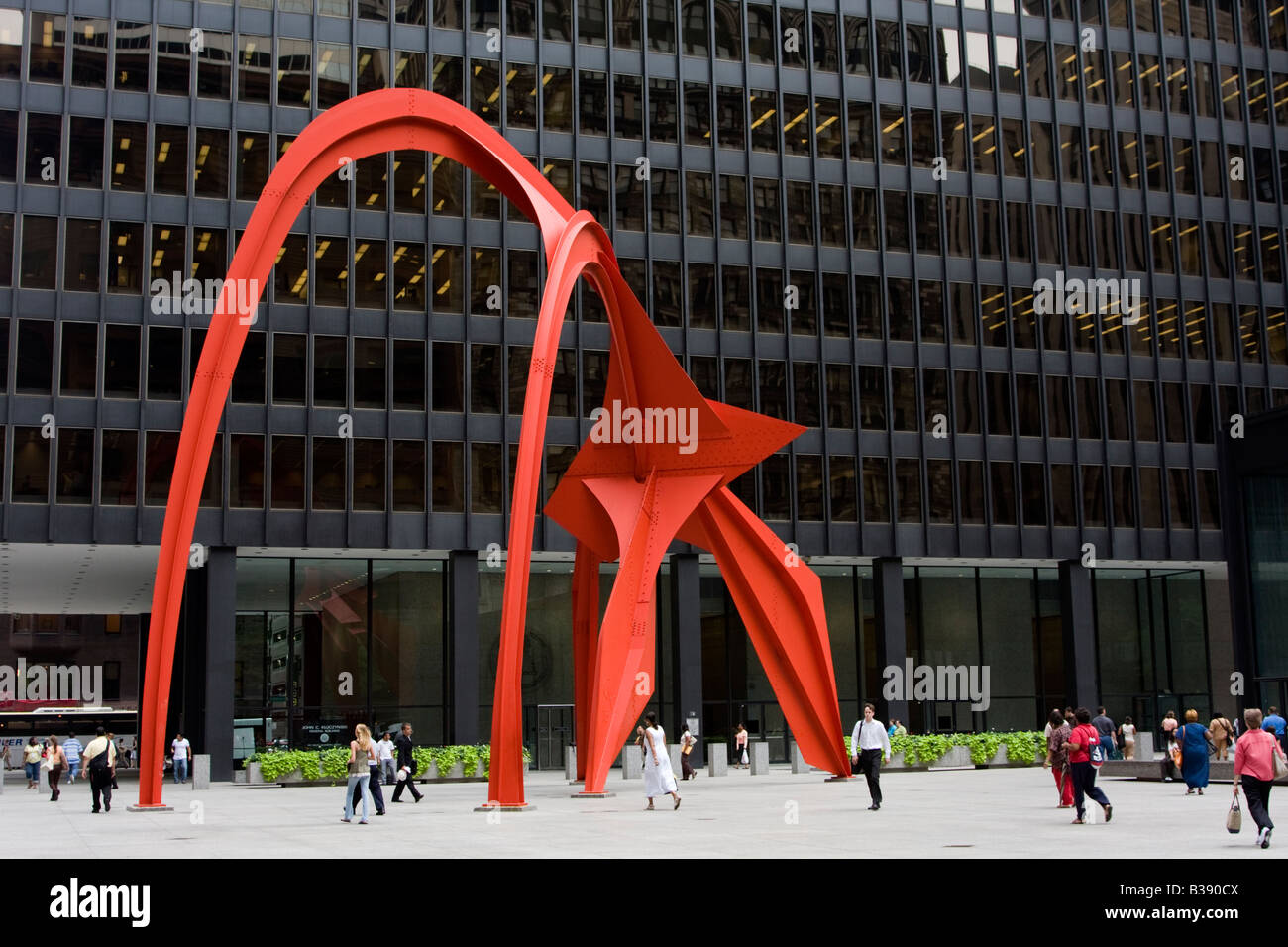 Chicago, Illinois. Flamingo by Alexander Calder. Stock Photo