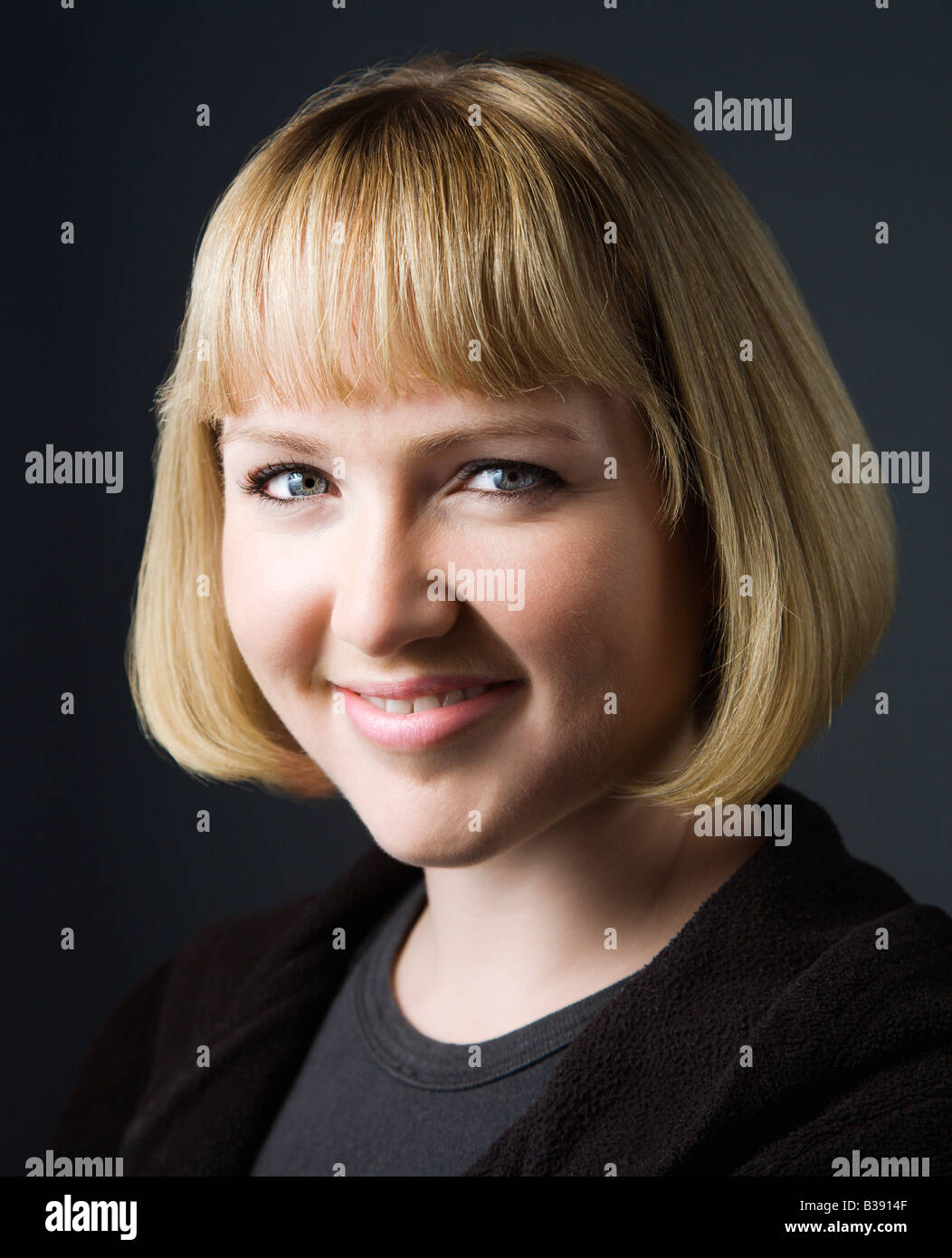 Portrait of young caucasian woman smiling Stock Photo - Alamy