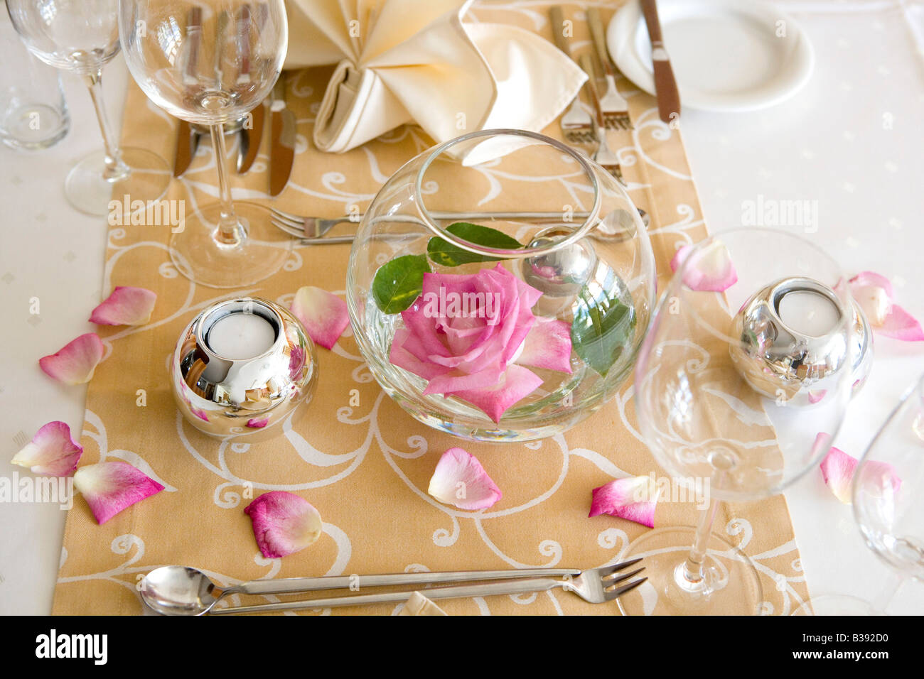 Tischdekoration in einem Hotel, table decoration Stock Photo