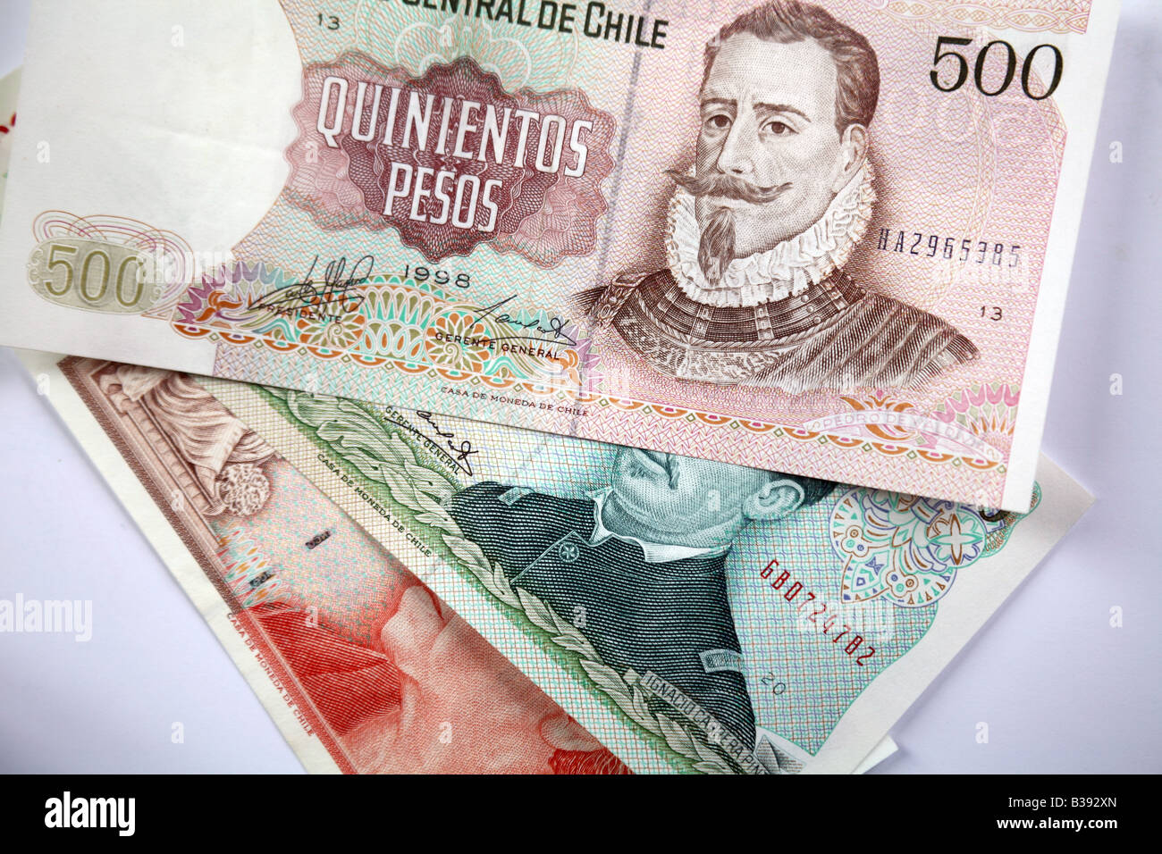 Bank notes from Chile Banco Central de Chile Stock Photo