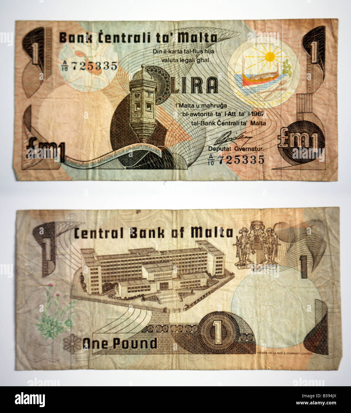 Bank notes from Malta Maltese lira Stock Photo Alamy