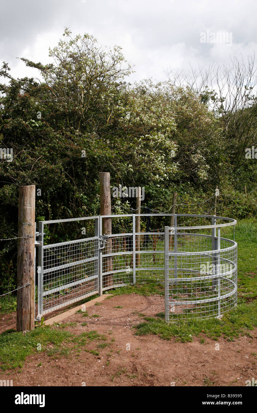 modern metal kissing gate clent hills worcestershire england uk Stock