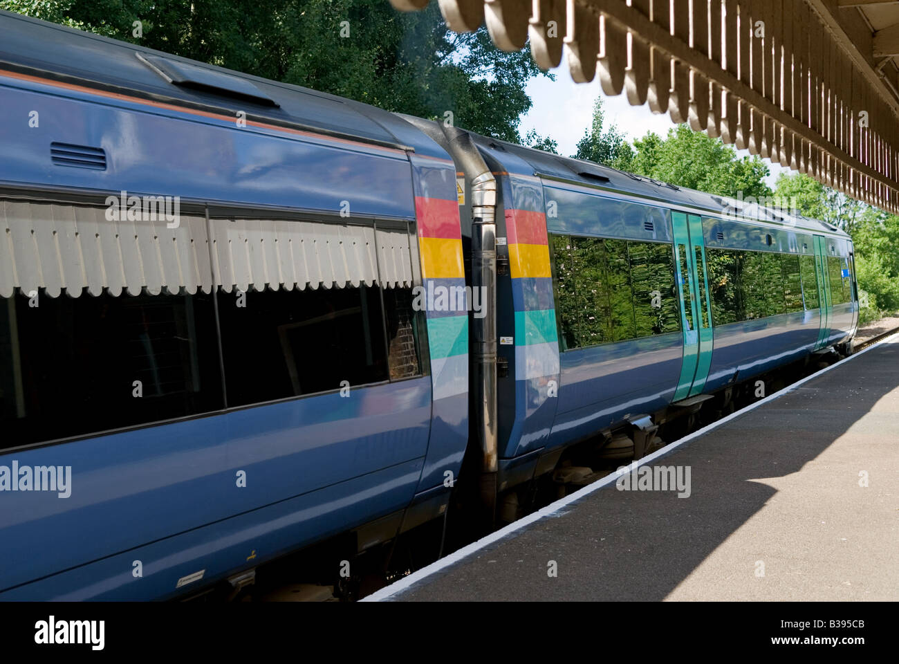 National Express passenger train running on the Ipswich to Lowestoft