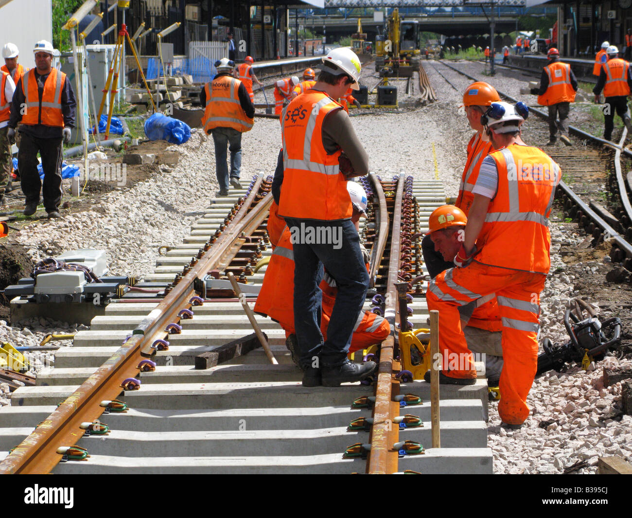 Railway Workers, Network Rail Contractors in action. Renewing the