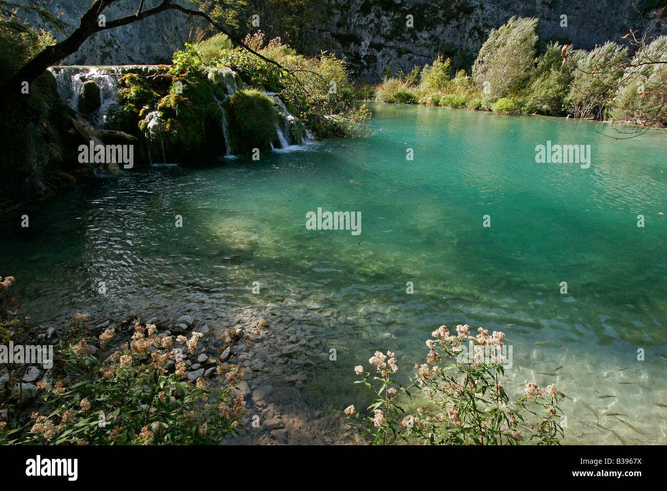 waterfall at Plitvice Lakes National Park in Croatia Stock Photo