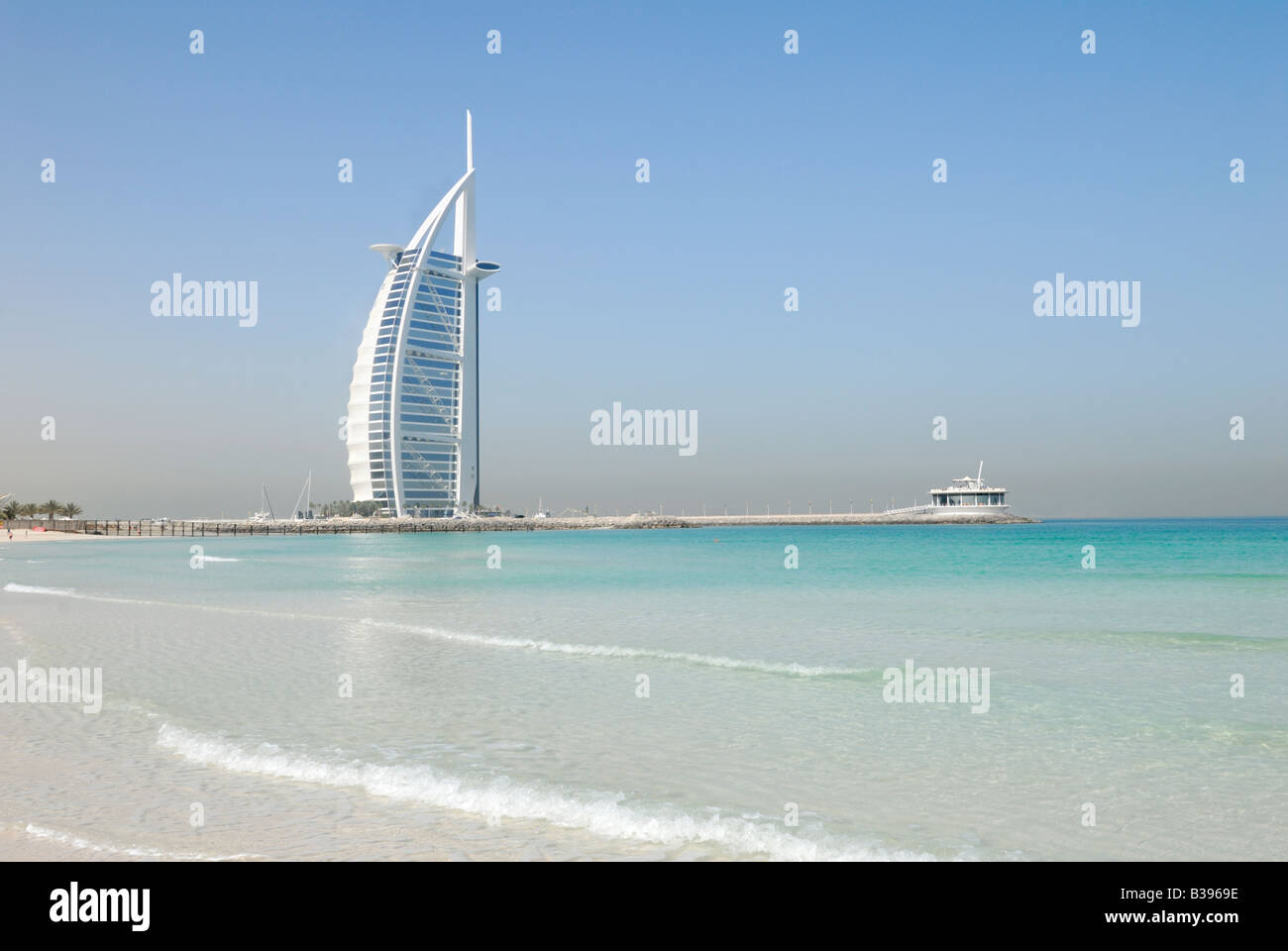 Burj-Al-Arab hotel at in Jumeirah Beach, Dubai. Stock Photo